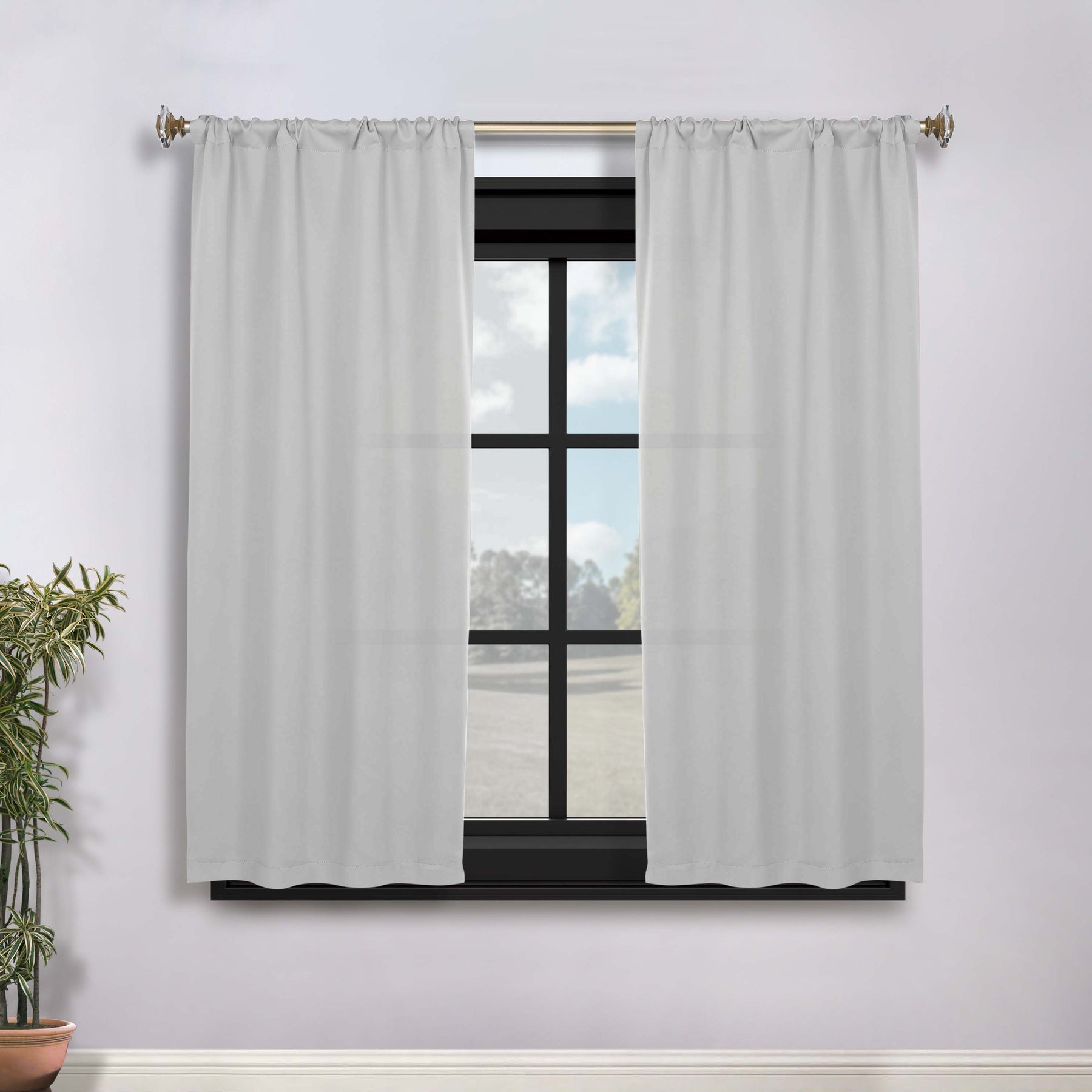 Solid Room Darkening Rod Pocket Blackout Curtain Panels, Set of 2