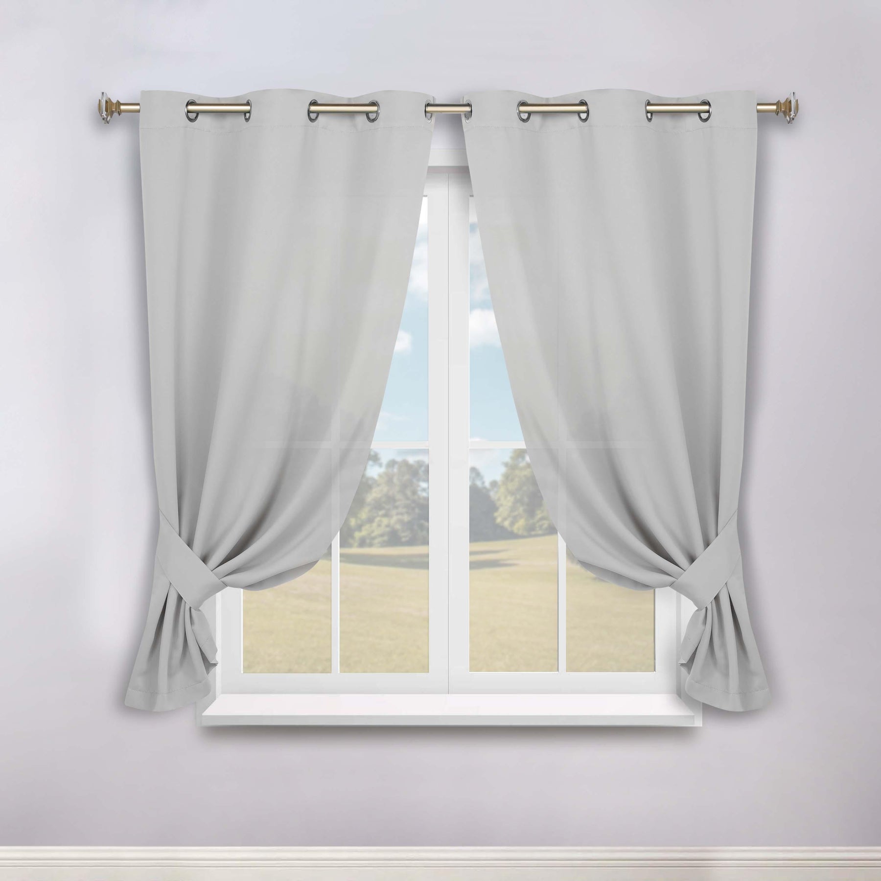 Classic Modern Solid Room Darkening Blackout Curtain Panels, Set of 2