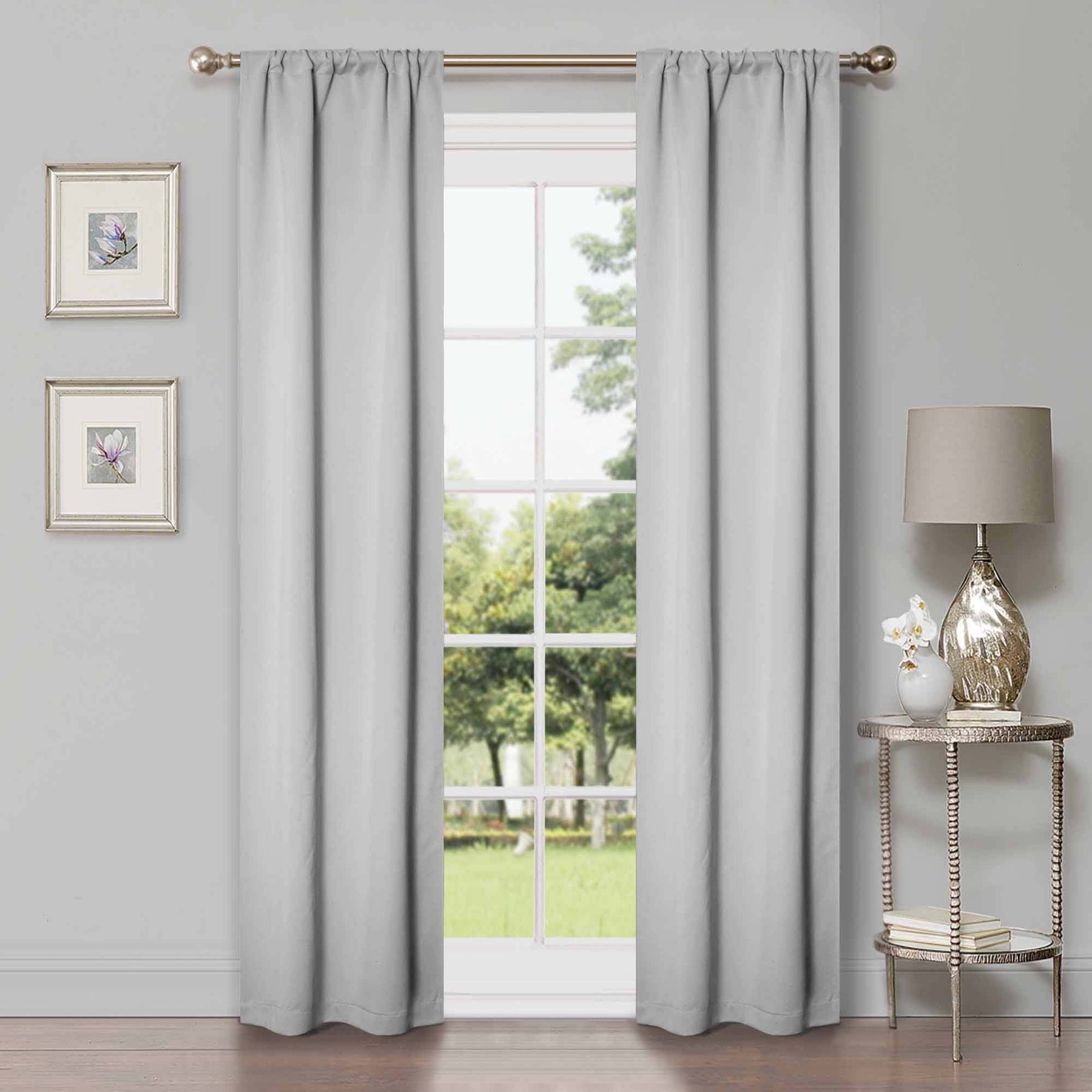 Solid Room Darkening Rod Pocket Blackout Curtain Panels, Set of 2