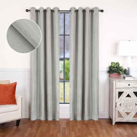 Linen Pattern Washable Room Darkening Blackout Curtain Set 52" - 8 Pieces