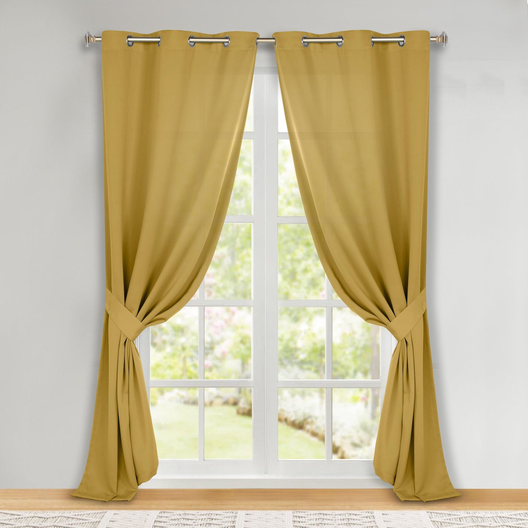 Classic Modern Solid Room Darkening Blackout Curtain Panels, Set of 2