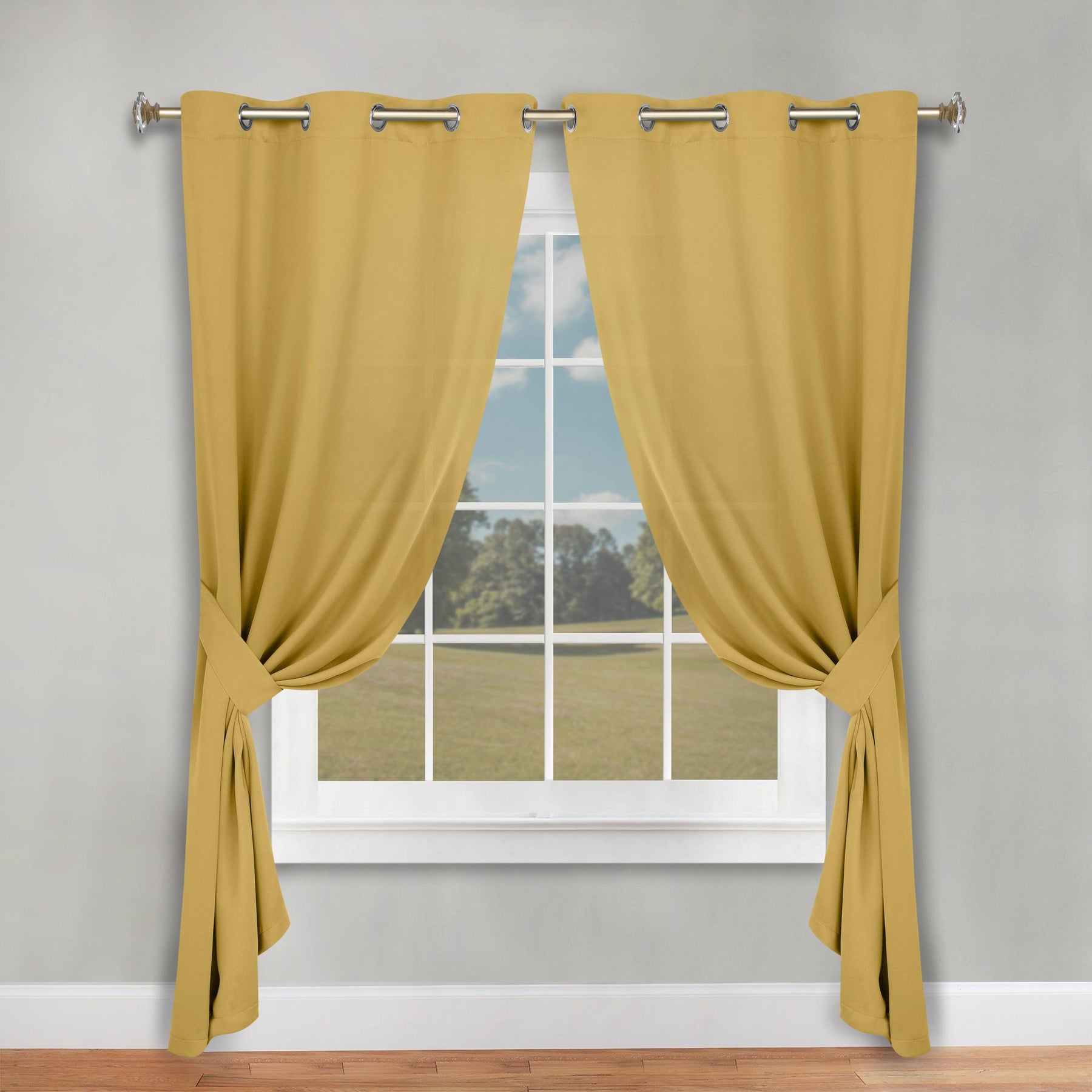 Classic Modern Solid Room Darkening Blackout Curtain Panels, Set of 2