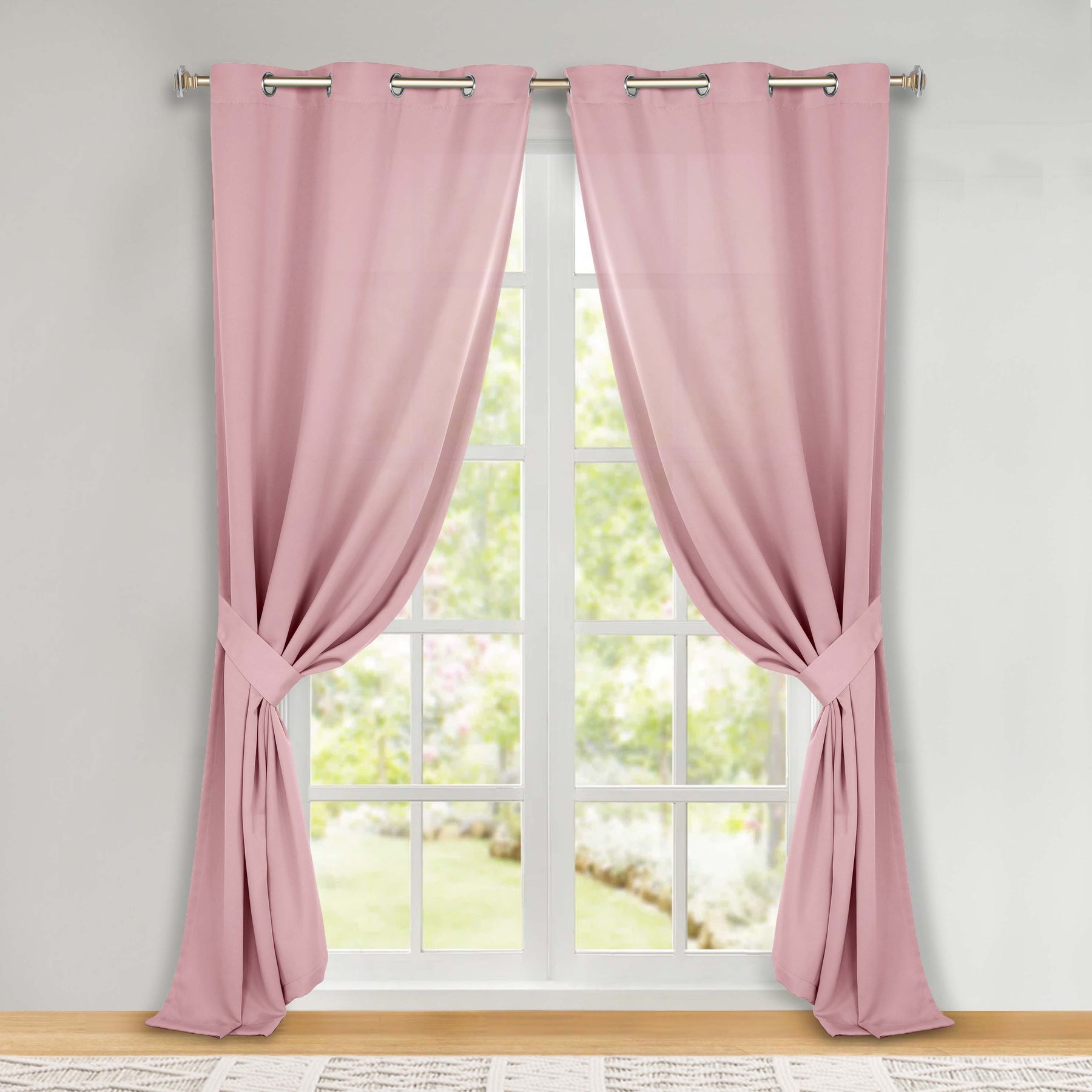 Classic Modern Solid Room Darkening Blackout Curtain Panels, Set of 2