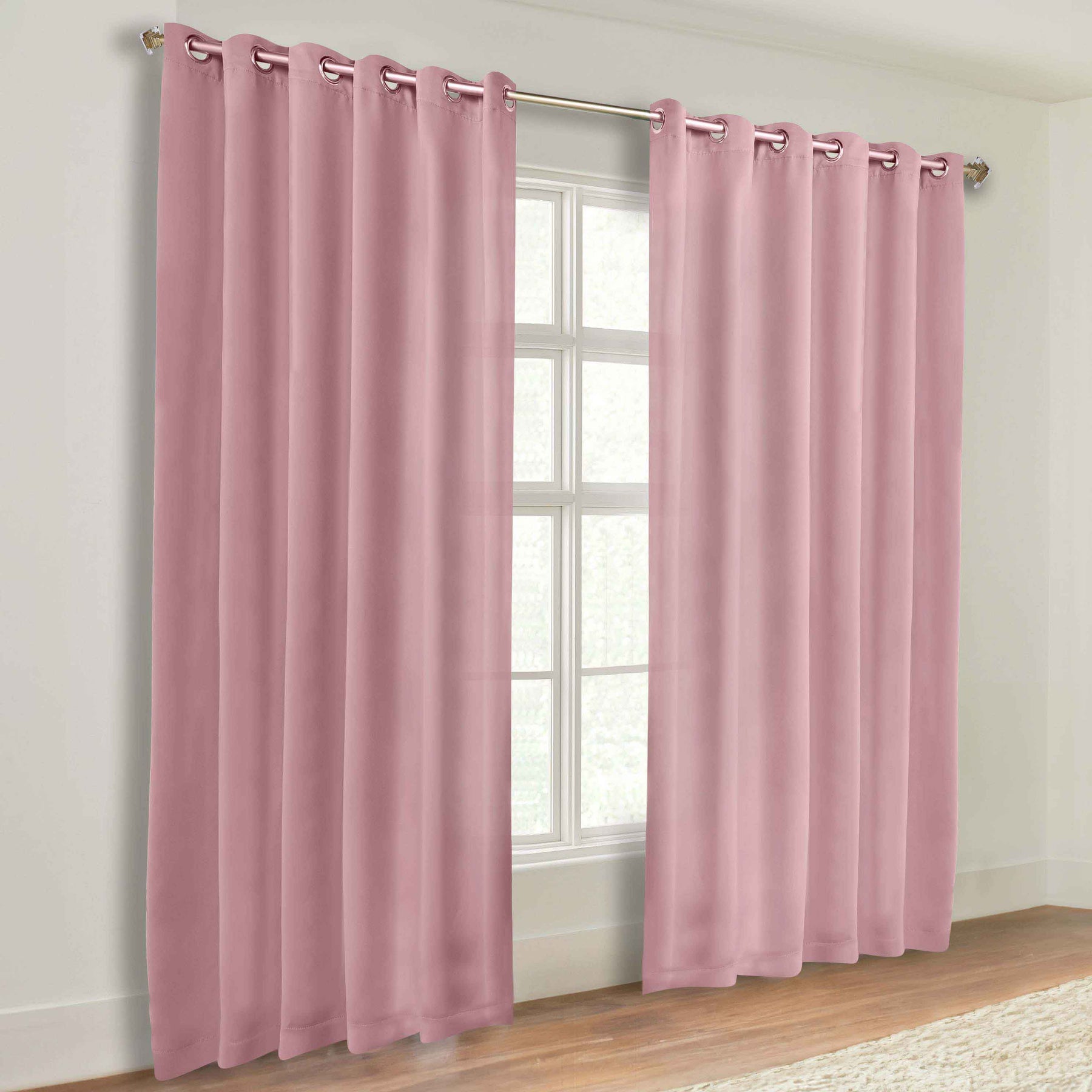 Classic Modern Solid Room Darkening Blackout Curtain Panels, Set of 2