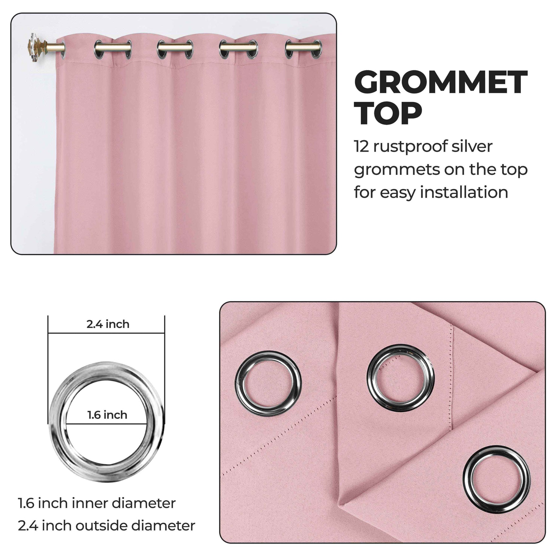 Classic Modern Solid Room Darkening Blackout Curtain Panels, Set of 2