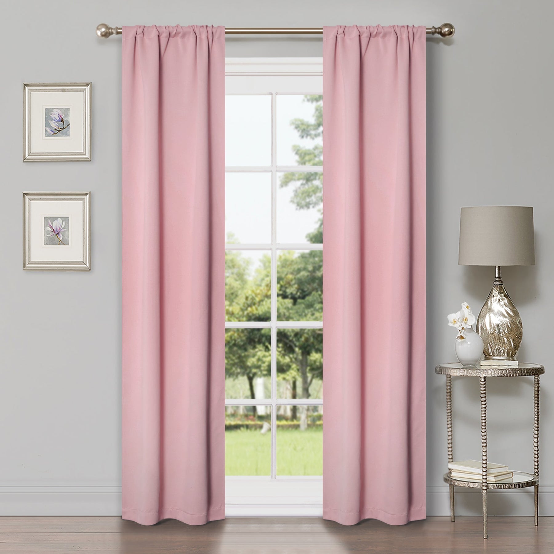 Solid Room Darkening Rod Pocket Blackout Curtain Panels, Set of 2