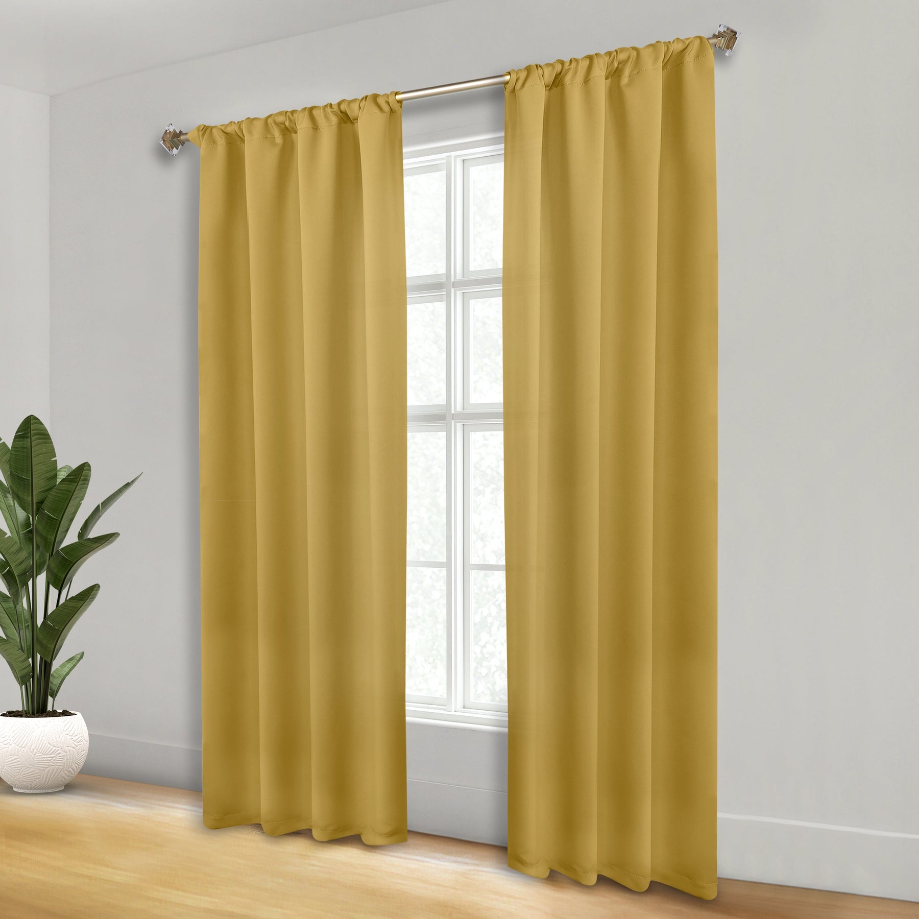 Solid Room Darkening Rod Pocket Blackout Curtain Panels, Set of 2