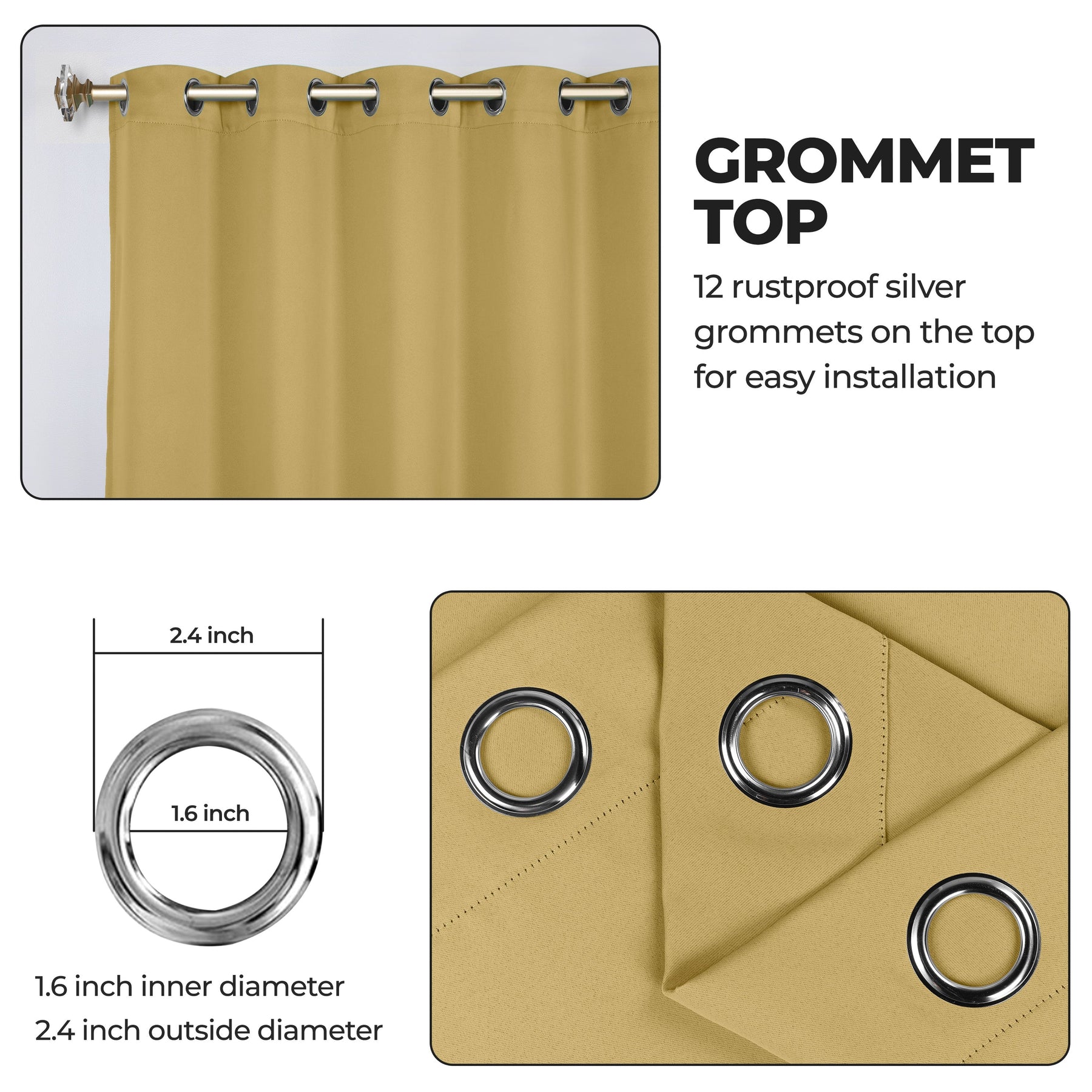 Classic Modern Solid Room Darkening Blackout Curtain Panels, Set of 2