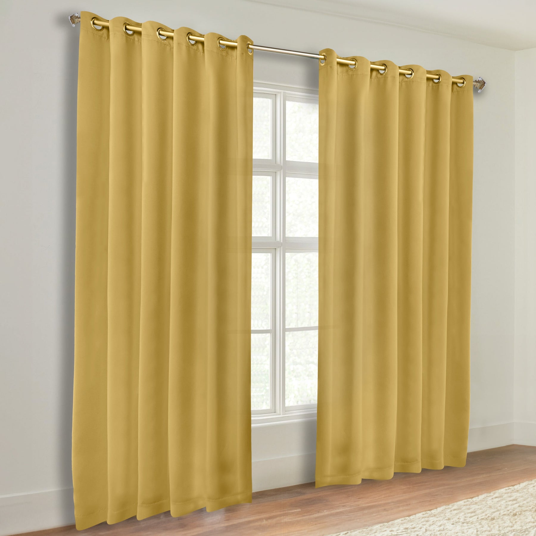 Classic Modern Solid Room Darkening Blackout Curtain Panels, Set of 2