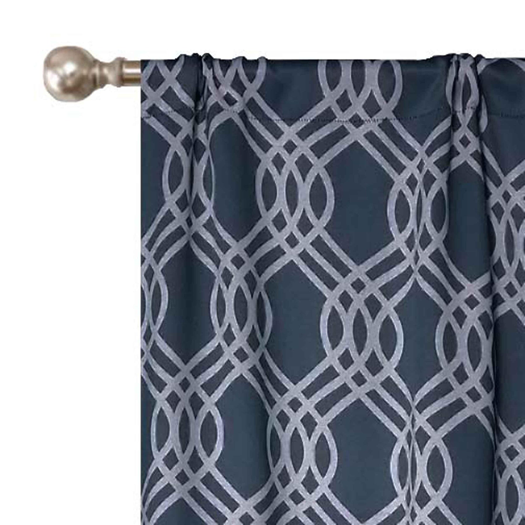 Ribbon Trellis Washable Room Darkening Blackout Curtains, Set of 2