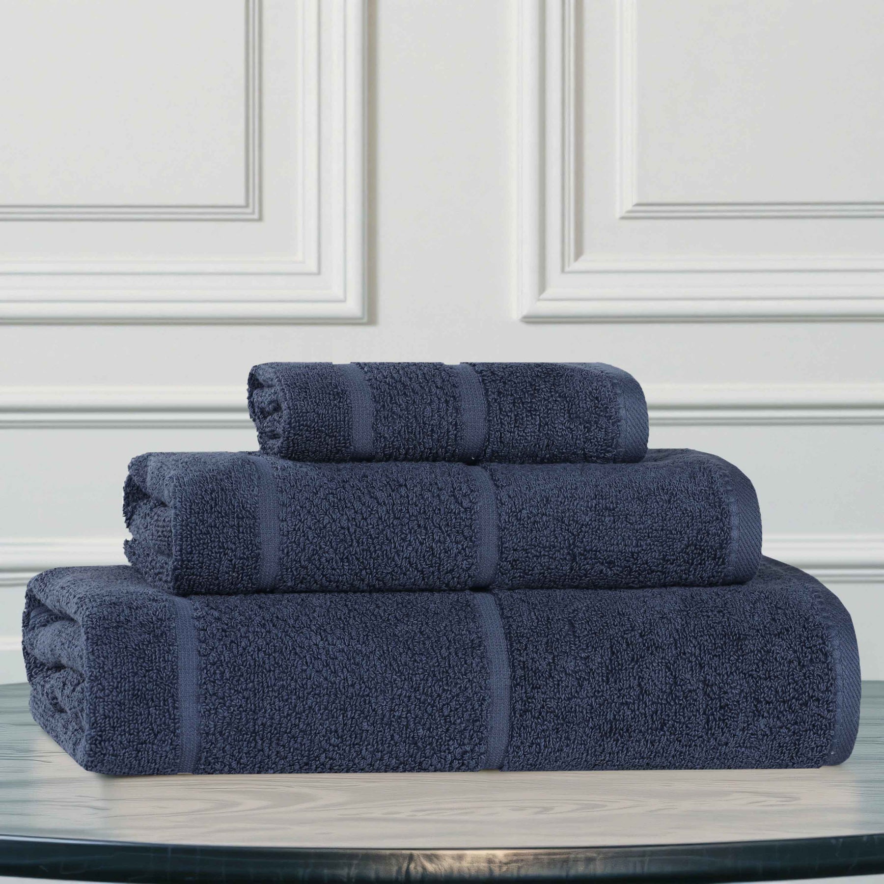 Mile Smart Twist Viscose Cotton Blend Solid 3 Piece Towel Set