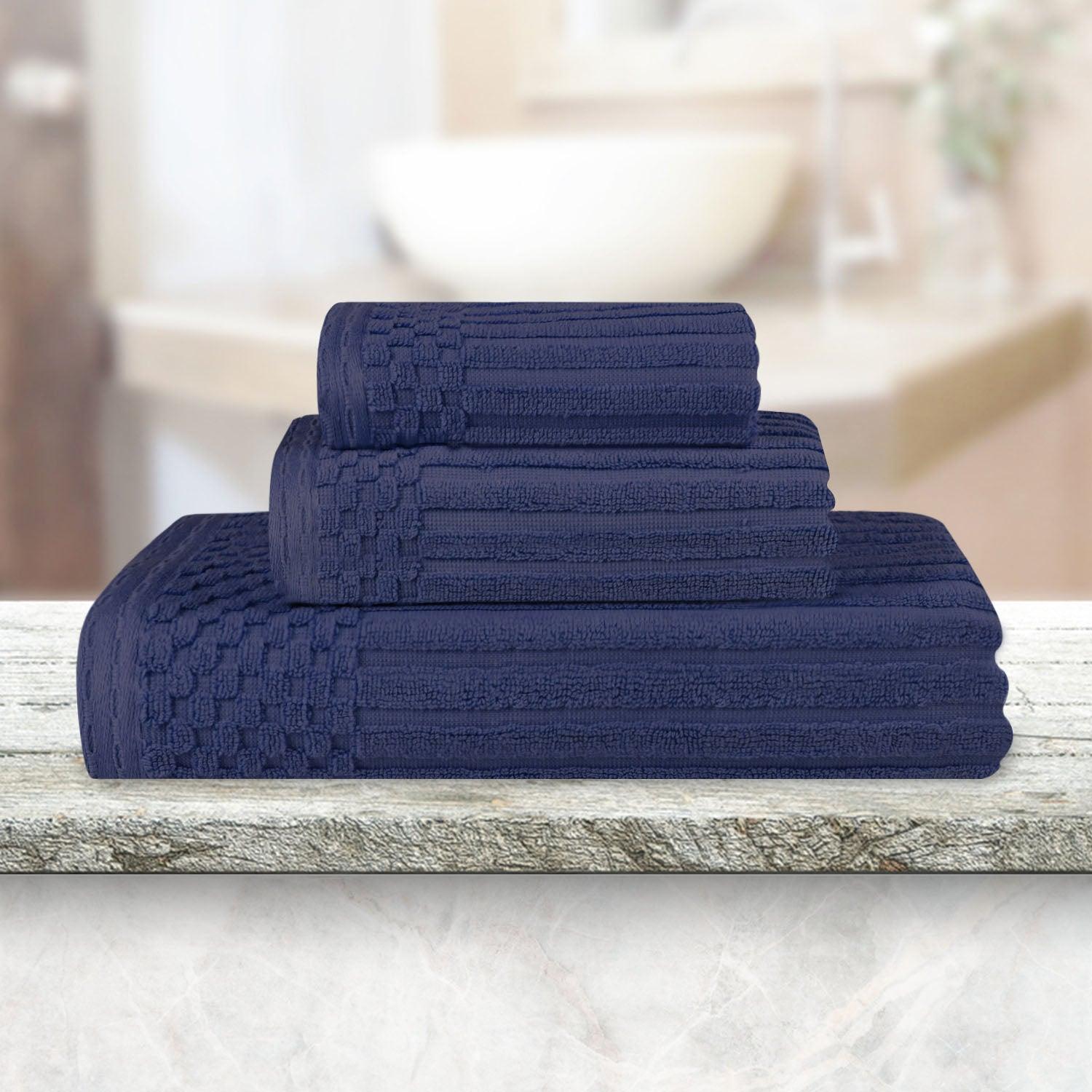 Soho Ribbed Cotton Absorbent 3 Piece Assorted Towel Set