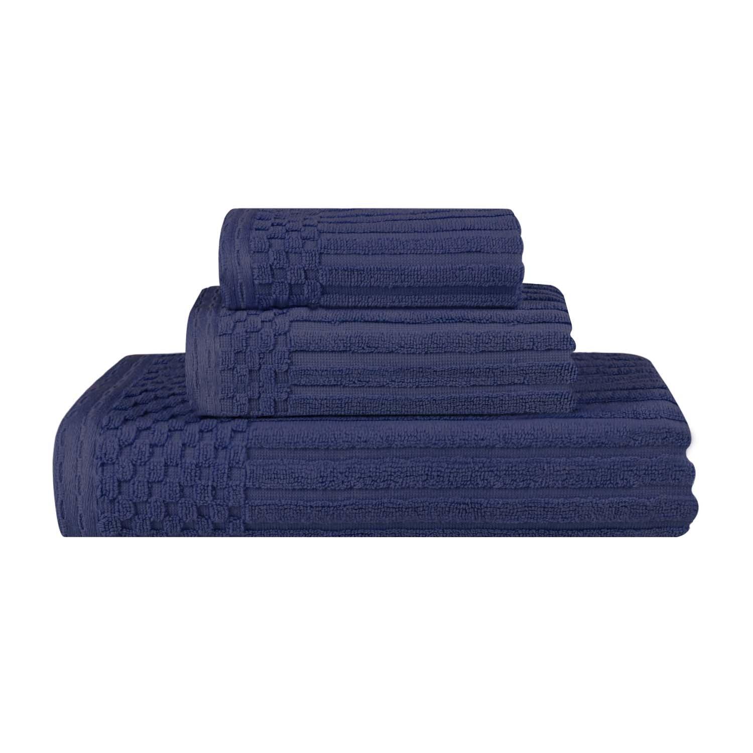 Soho Ribbed Cotton Absorbent 3 Piece Assorted Towel Set