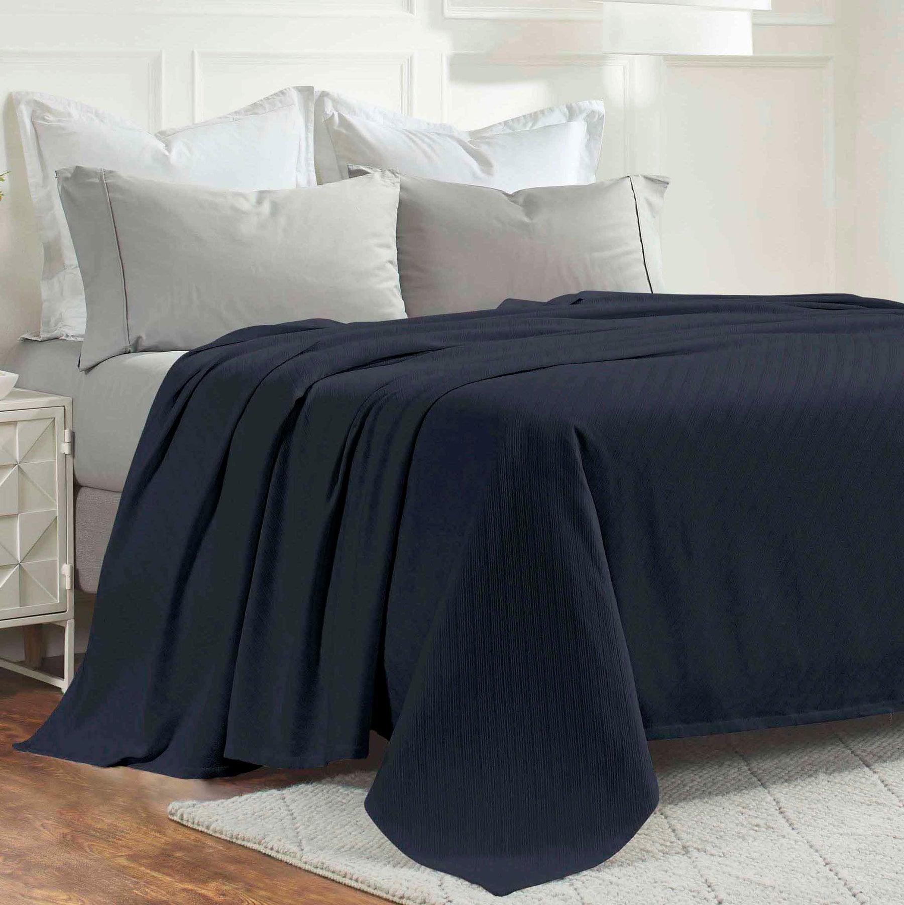 Milan Cotton Textured Jacquard Striped Lightweight Woven Blanket