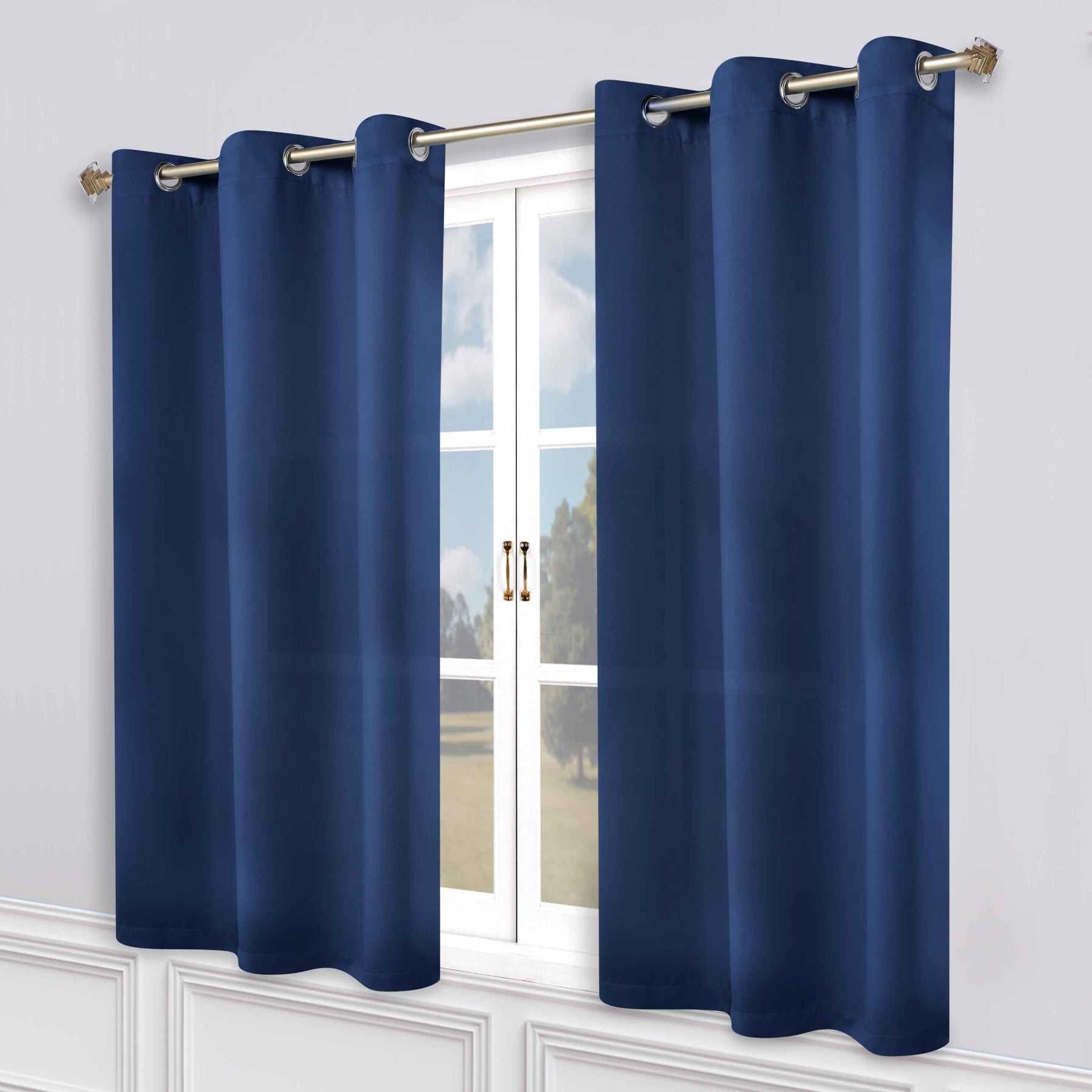 Classic Modern Solid Room Darkening Blackout Curtain Panels, Set of 2