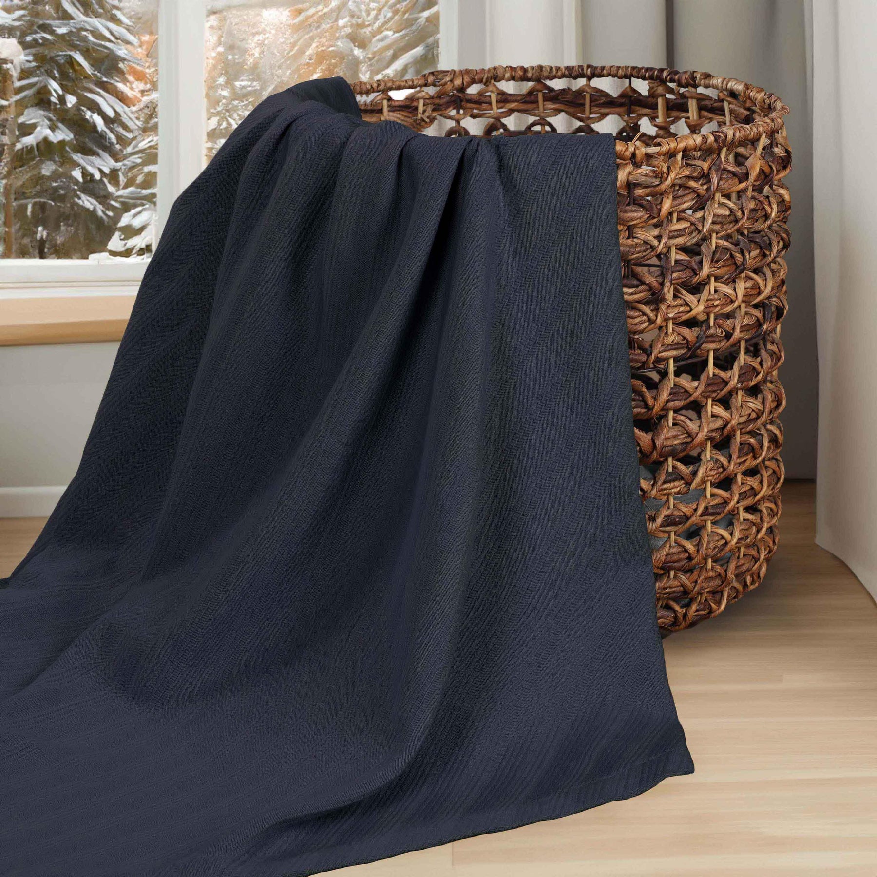 Milan Cotton Textured Jacquard Striped Lightweight Woven Blanket