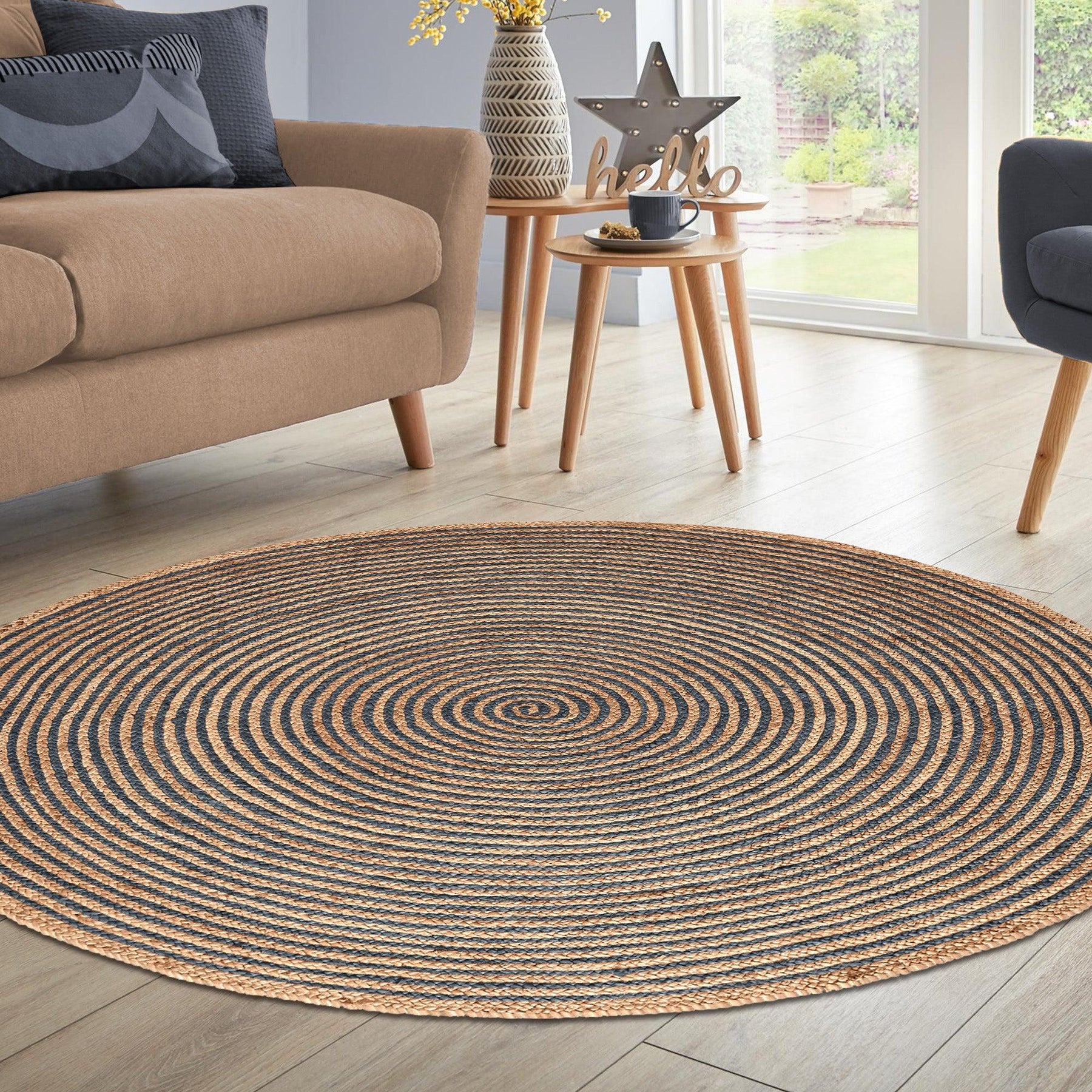 Braided Jute Reversible Round Indoor Outdoor Area Rug