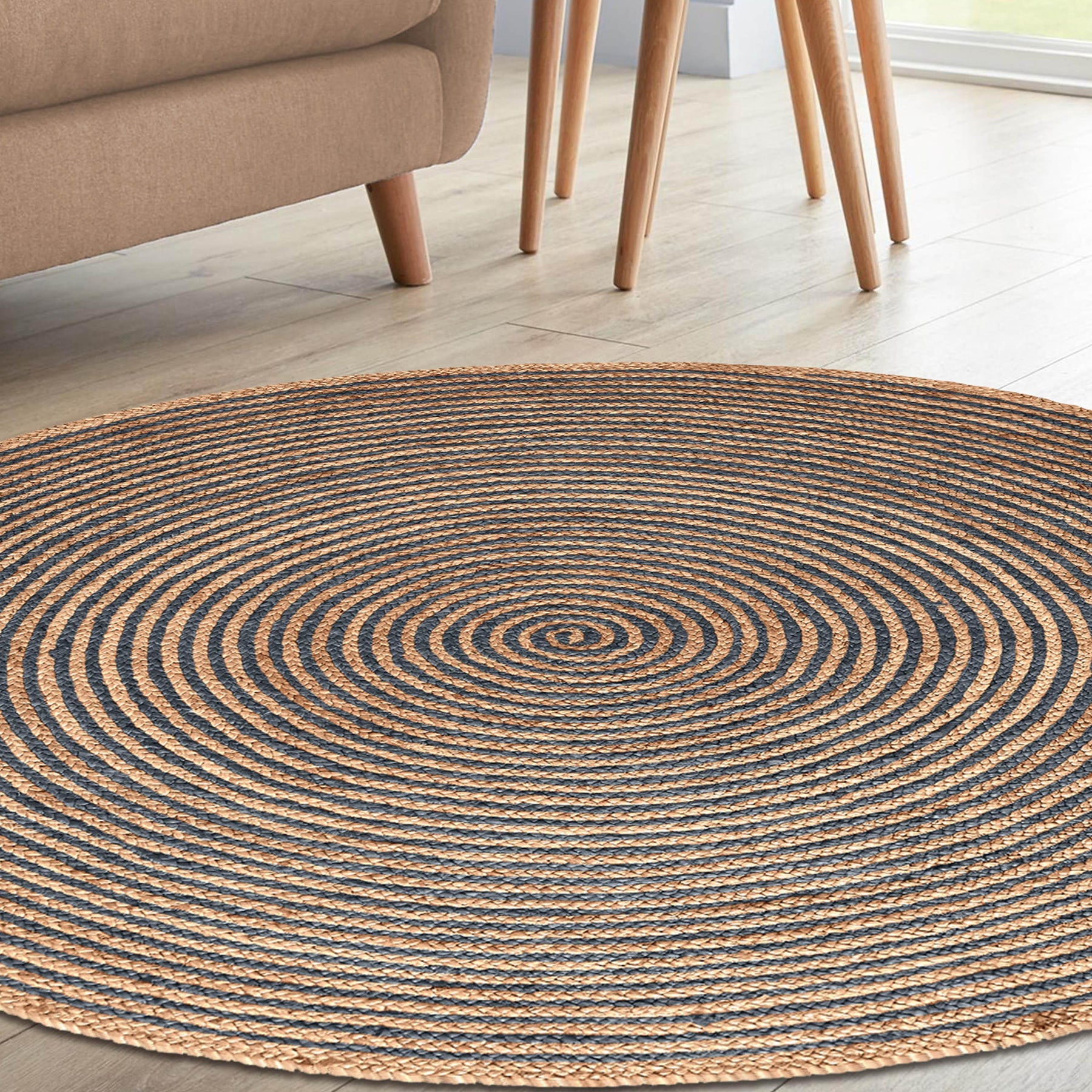Braided Jute Reversible Round Indoor Outdoor Area Rug