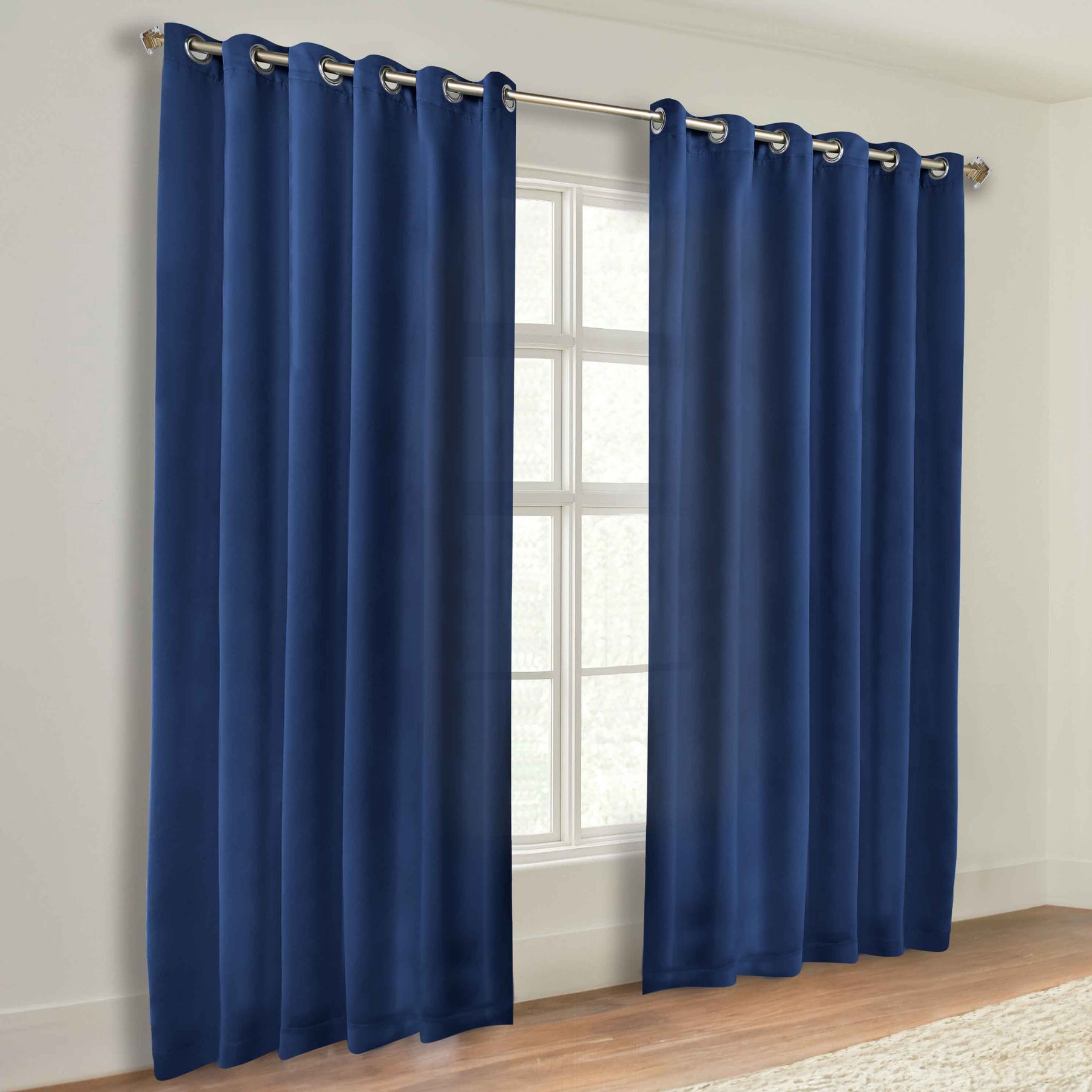Classic Modern Solid Room Darkening Blackout Curtain Panels, Set of 2