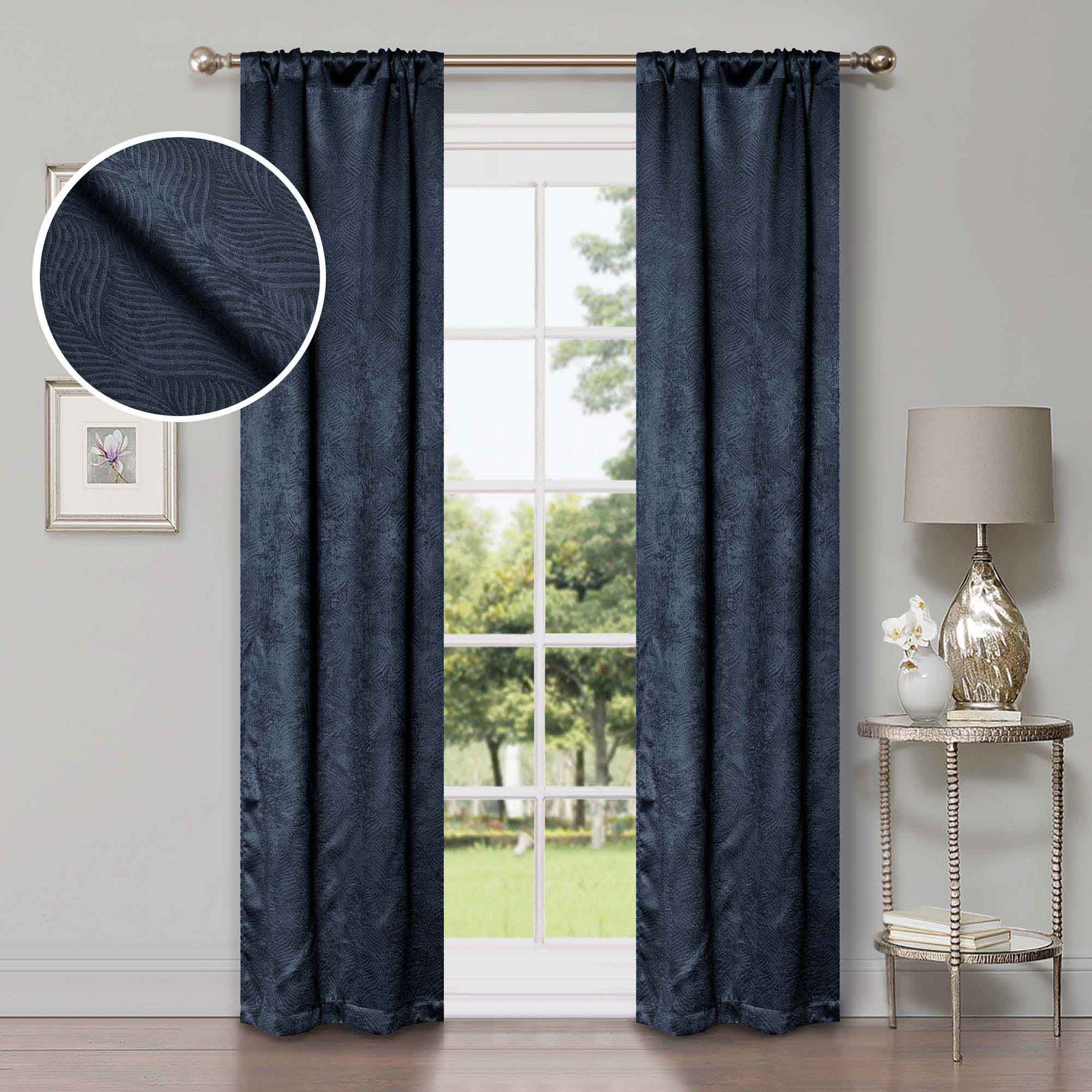 Waverly Geometric Washable Room Darkening Blackout Curtains, Set of 2