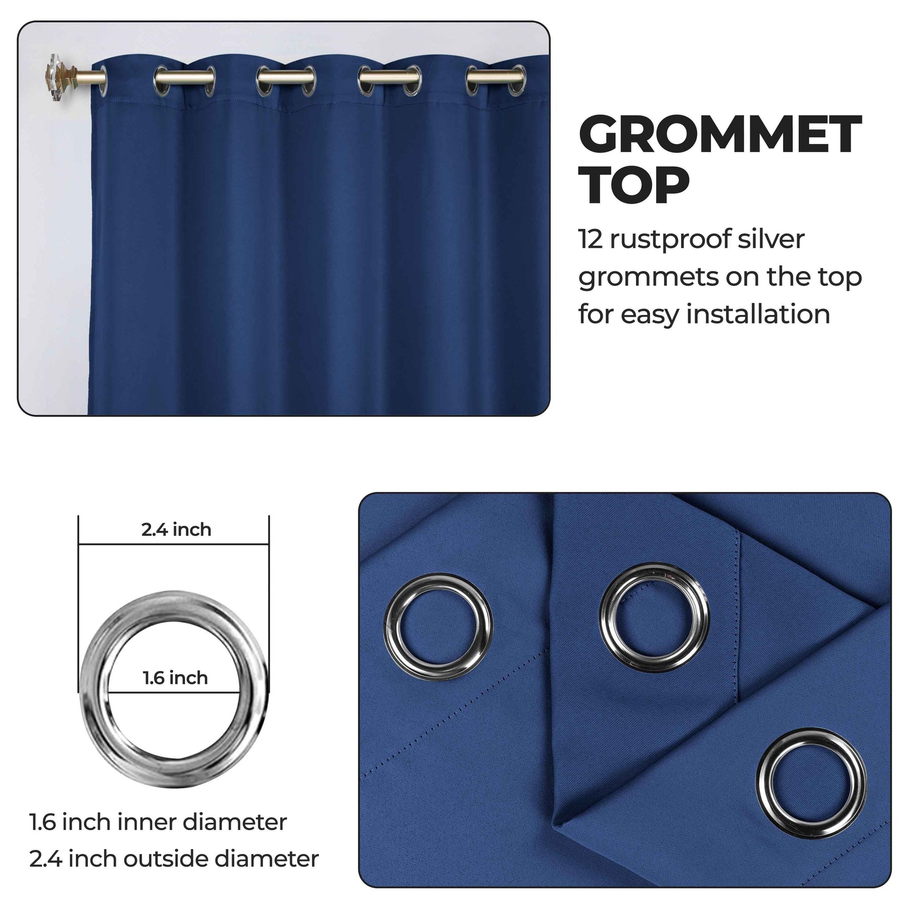 Classic Modern Solid Room Darkening Blackout Curtain Panels, Set of 2