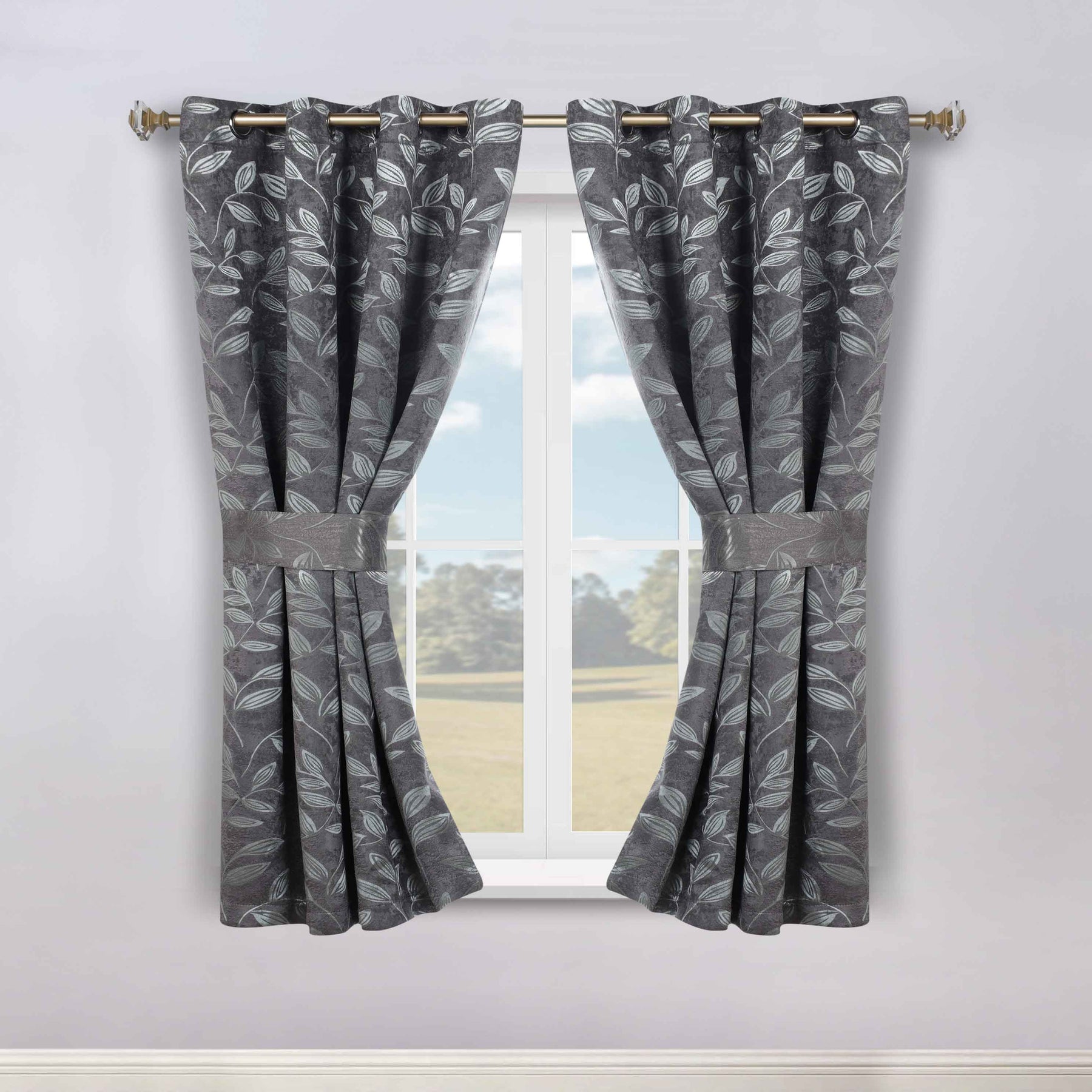 Leaves Room Darkening Washable Blackout Curtain Panels, Set of 2
