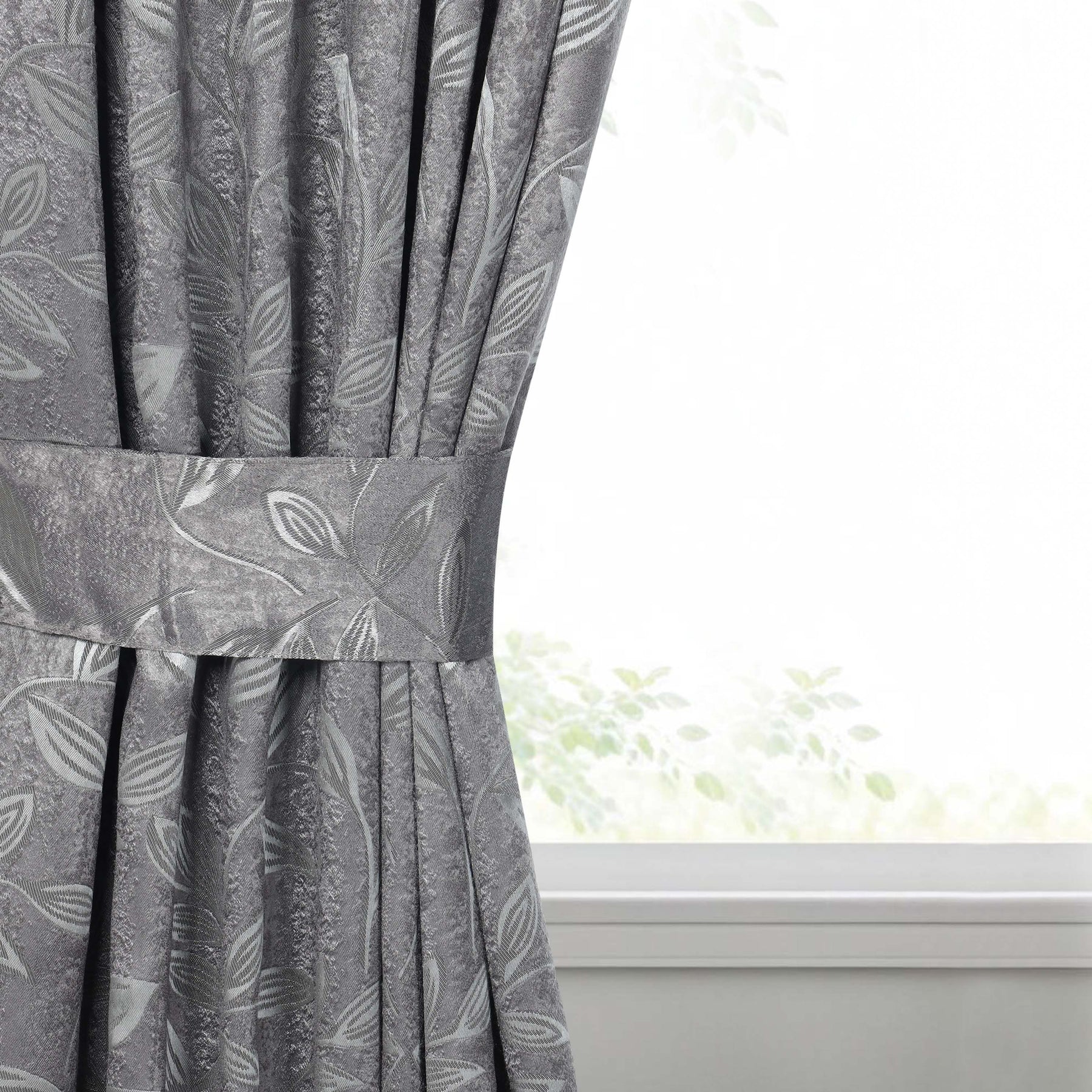 Leaves Room Darkening Washable Blackout Curtain Panels, Set of 2