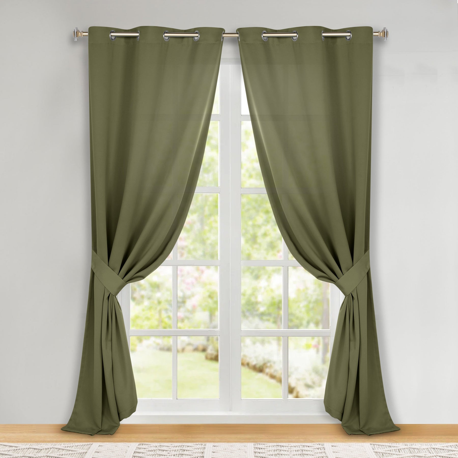 Classic Modern Solid Room Darkening Blackout Curtain Panels, Set of 2