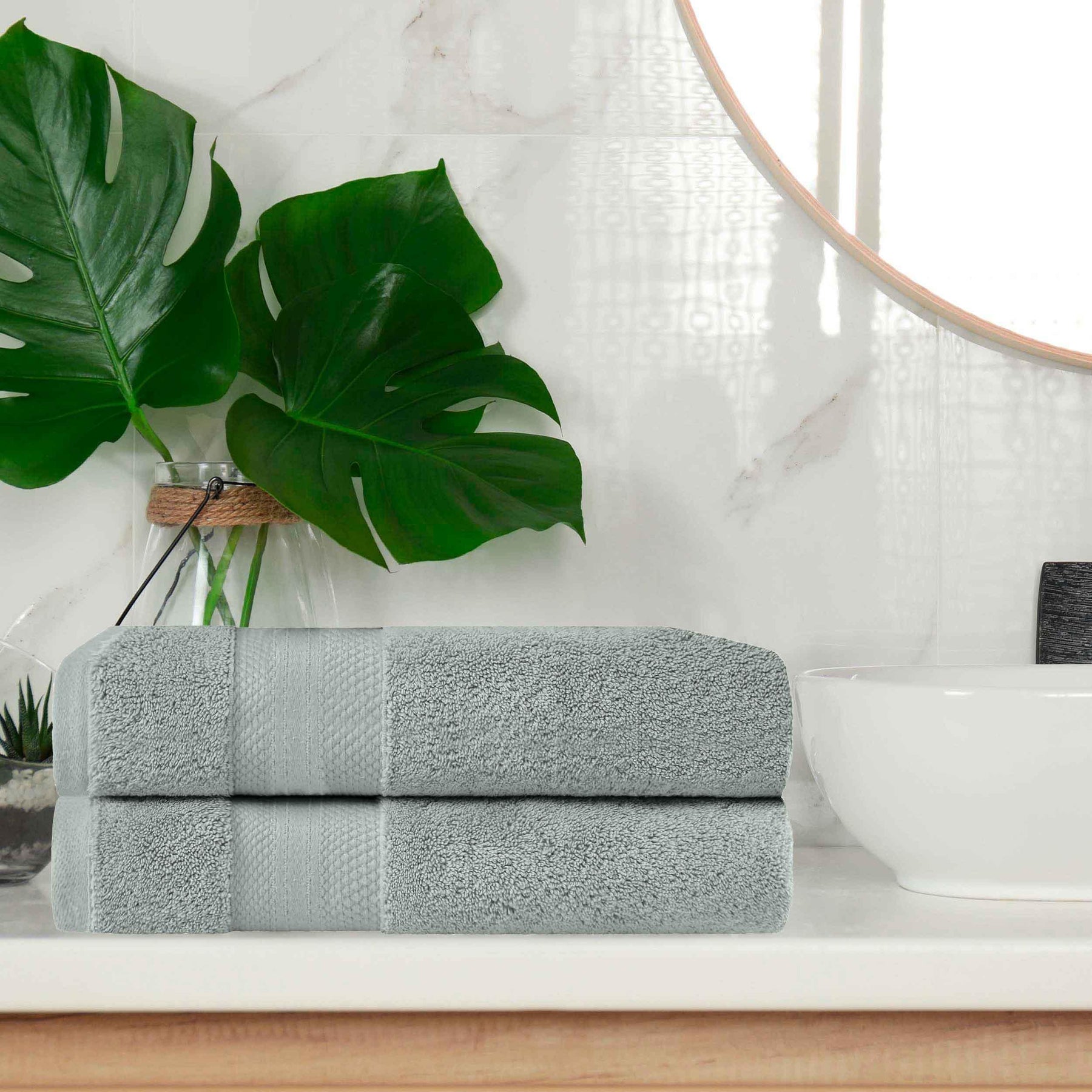 Aria Turkish Cotton Heavyweight Solid Absorbent 2-Piece Bath Towel Set