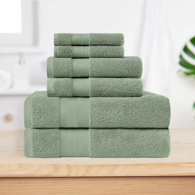 Turkish Cotton Highly Absorbent Solid 6 Piece Towel Set