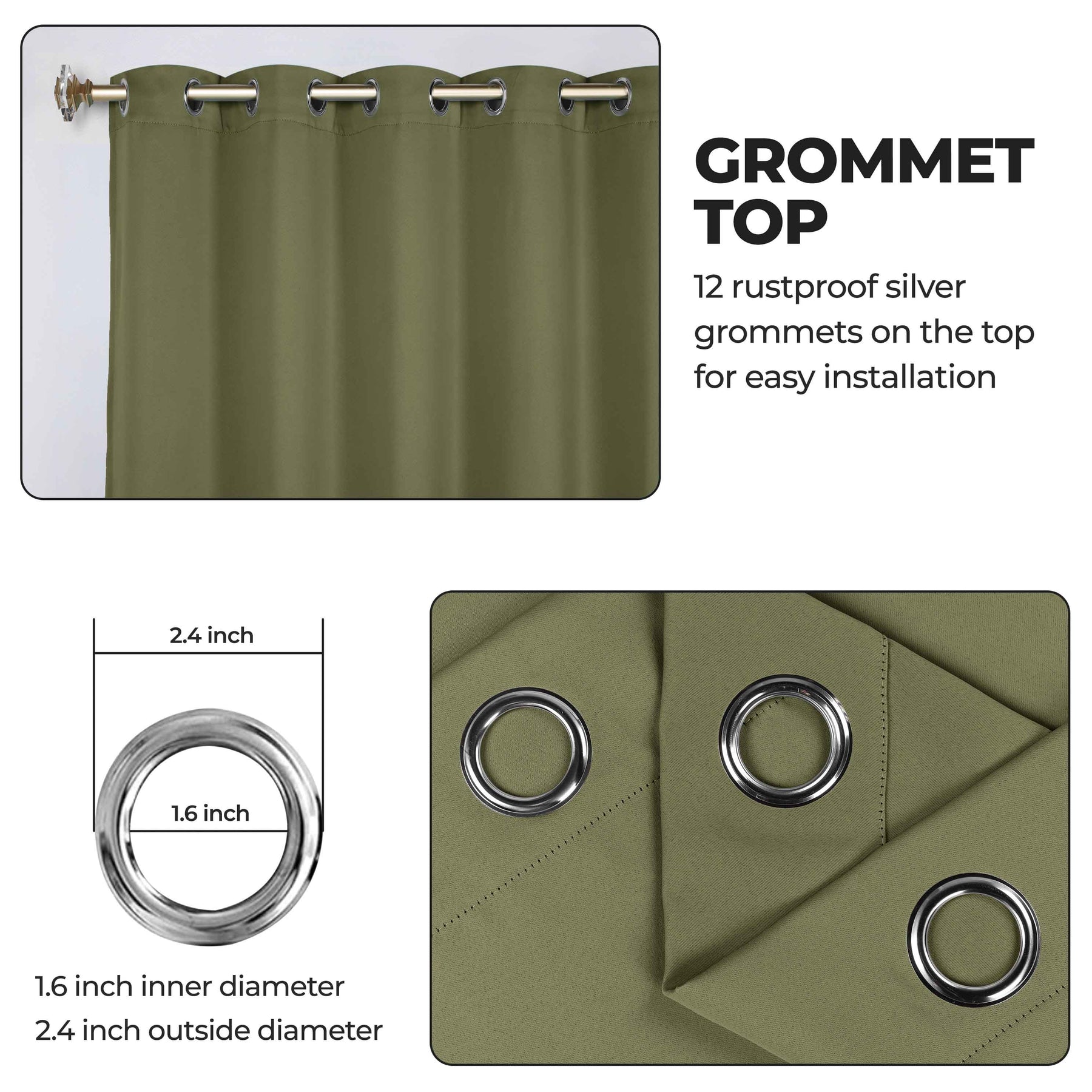 Classic Modern Solid Room Darkening Blackout Curtain Panels, Set of 2