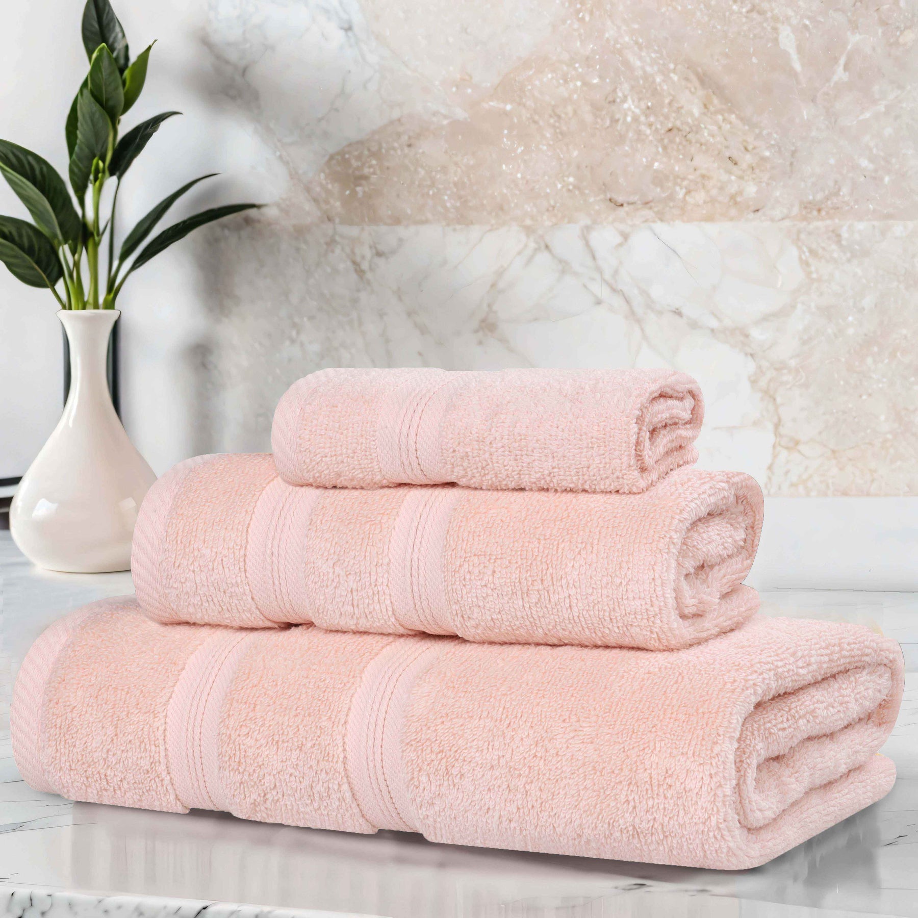 Smart Dry Zero Twist Cotton Medium Weight 3 Piece Assorted Towel Set