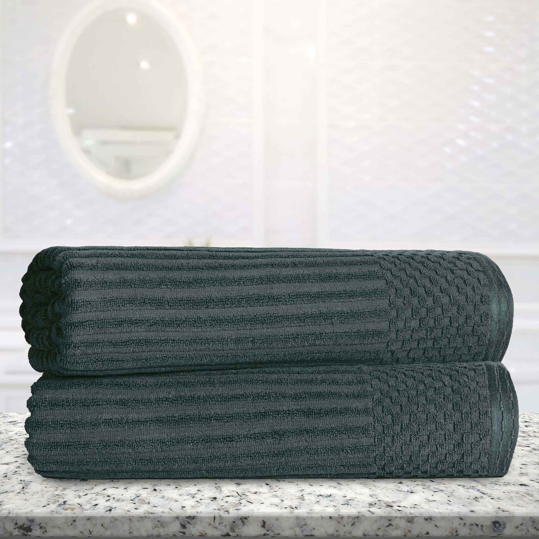 Soho Ribbed Cotton Absorbent 2 Piece Bath Sheet Towel Set