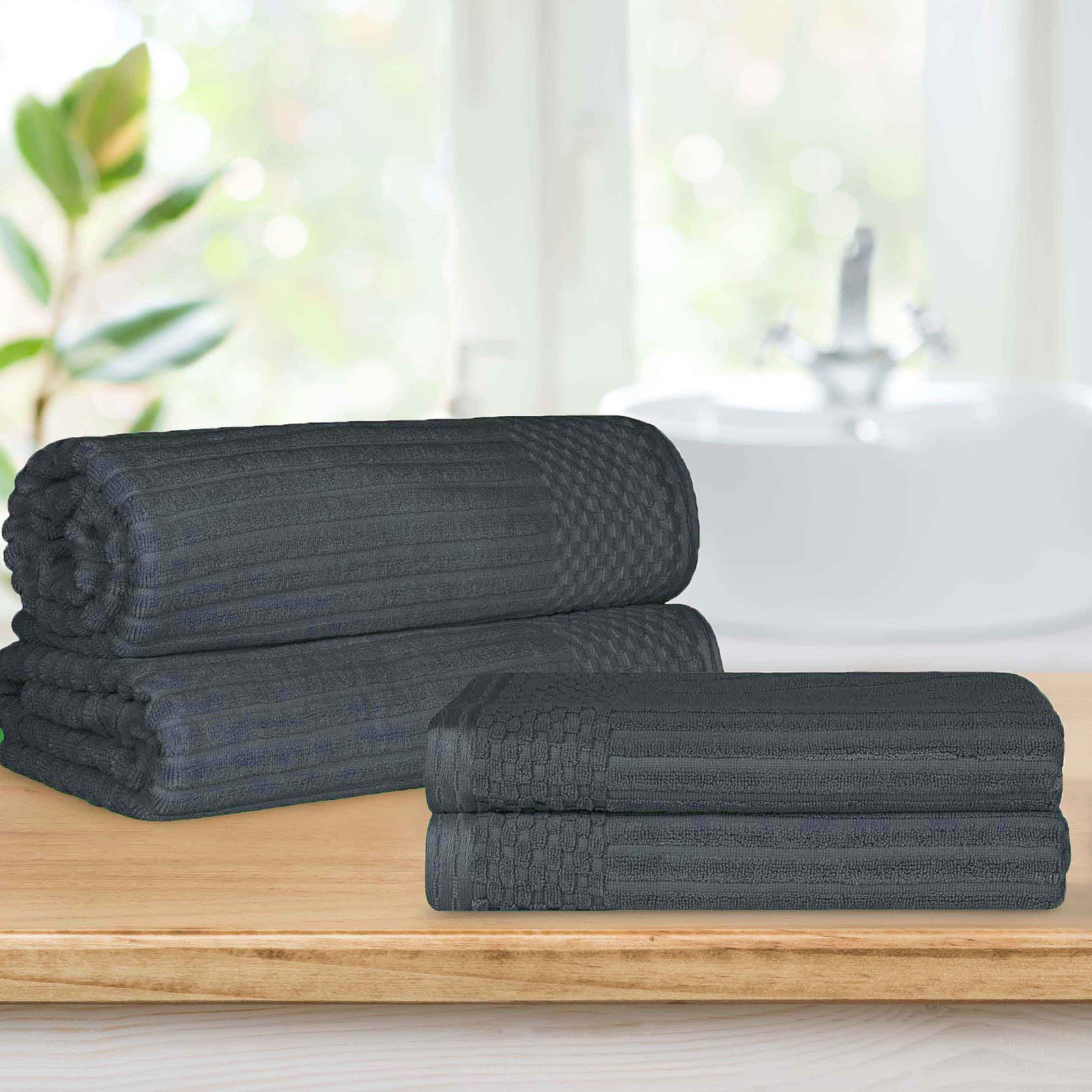 Soho Ribbed Cotton Absorbent 2 Piece Bath Sheet Towel Set