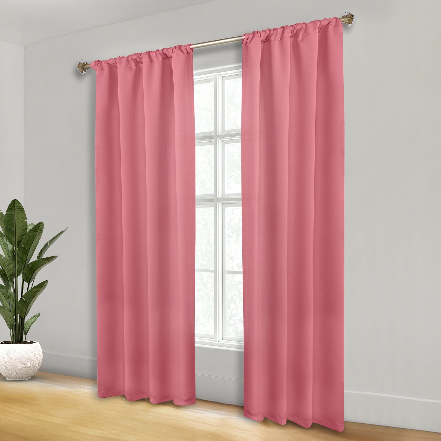 Solid Room Darkening Rod Pocket Blackout Curtain Panels, Set of 2