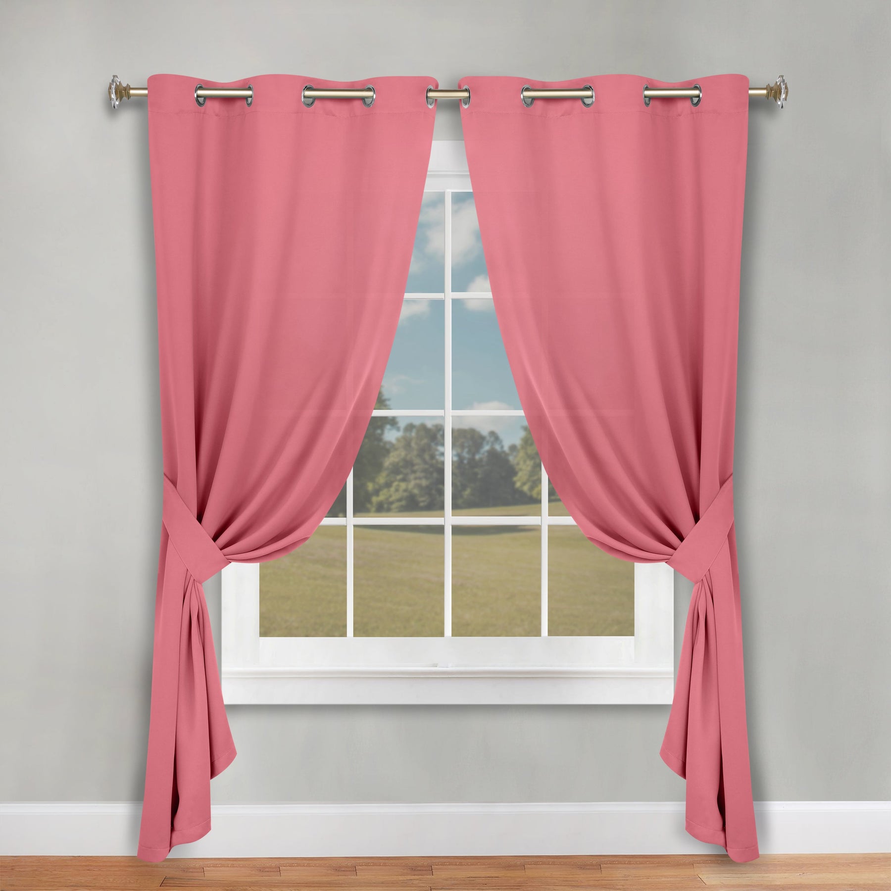 Classic Modern Solid Room Darkening Blackout Curtain Panels, Set of 2