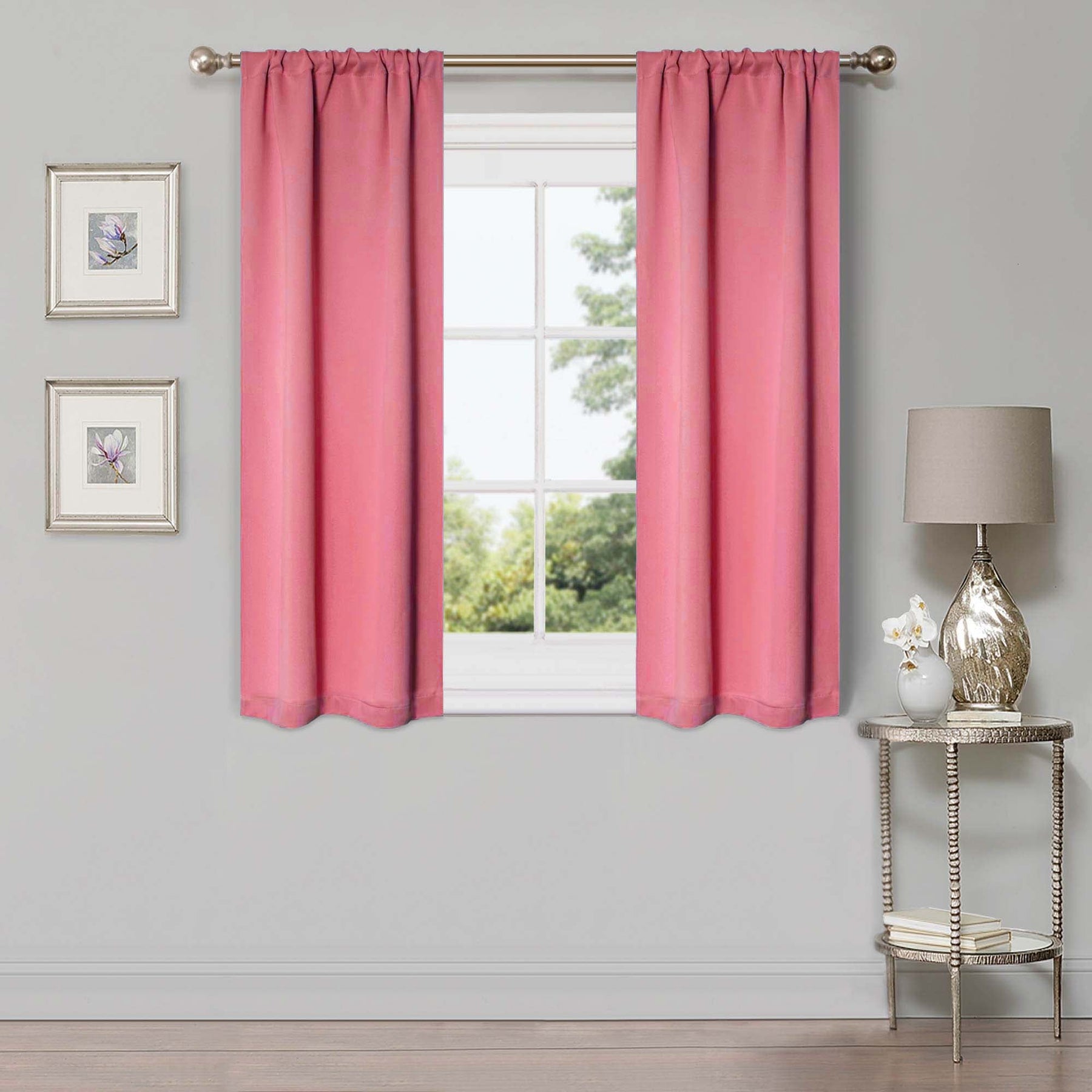 Solid Room Darkening Rod Pocket Blackout Curtain Panels, Set of 2
