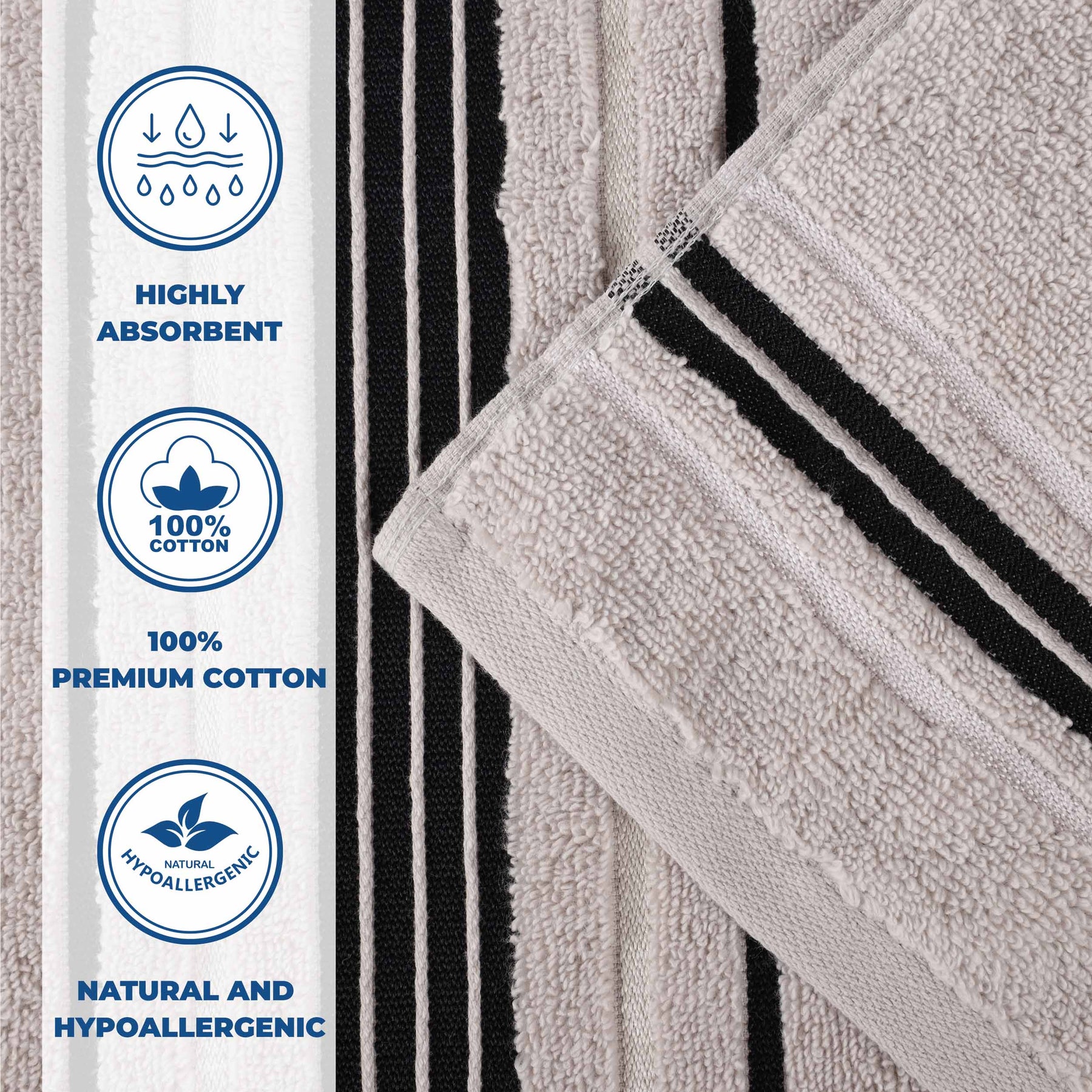 Sadie Zero Twist Cotton Solid Absorbent 3 Piece Towel Set