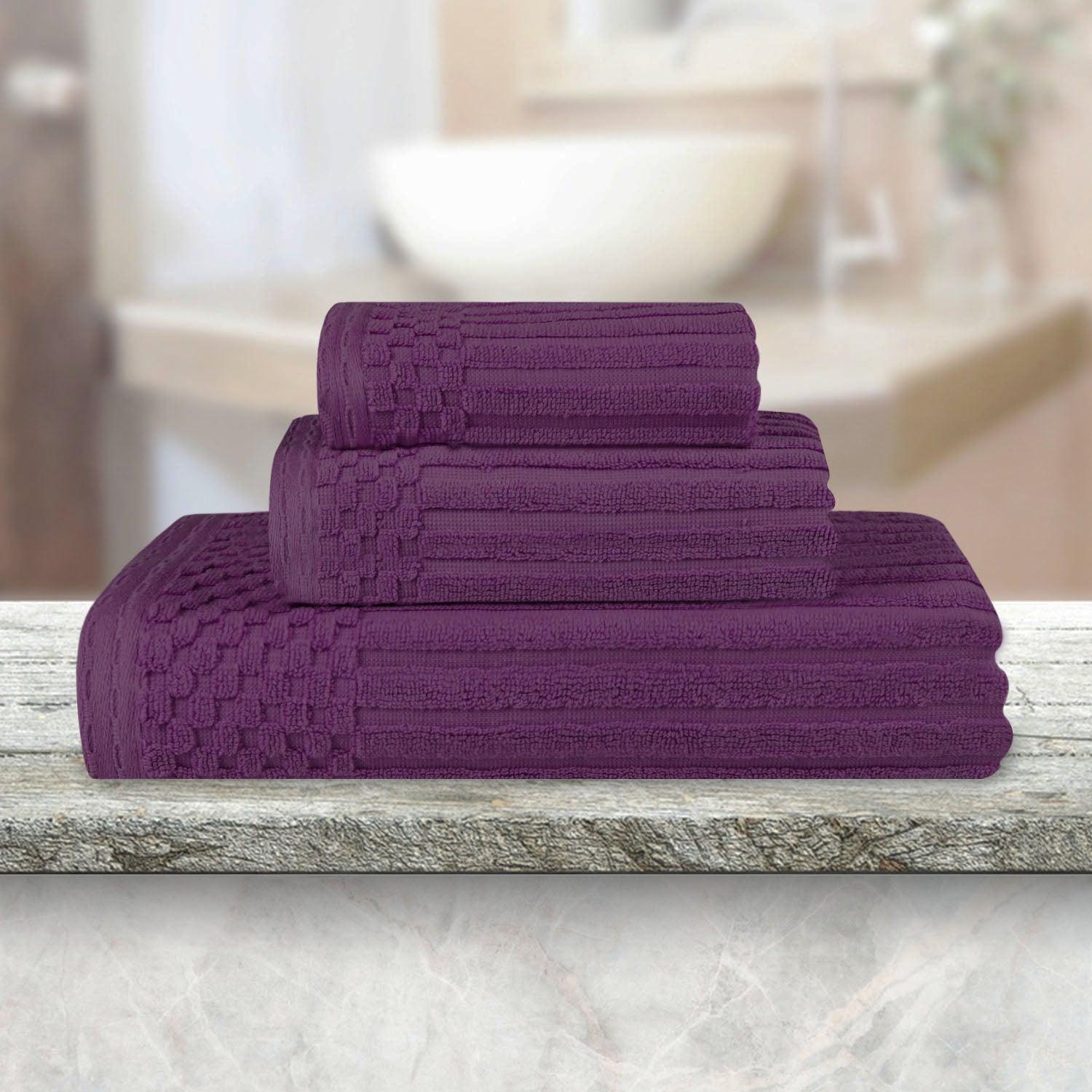 Soho Ribbed Cotton Absorbent 3 Piece Assorted Towel Set
