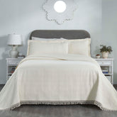 Lightweight Cotton Bedspread Set 3-Piece Remi Geometric Fringe Jacquard