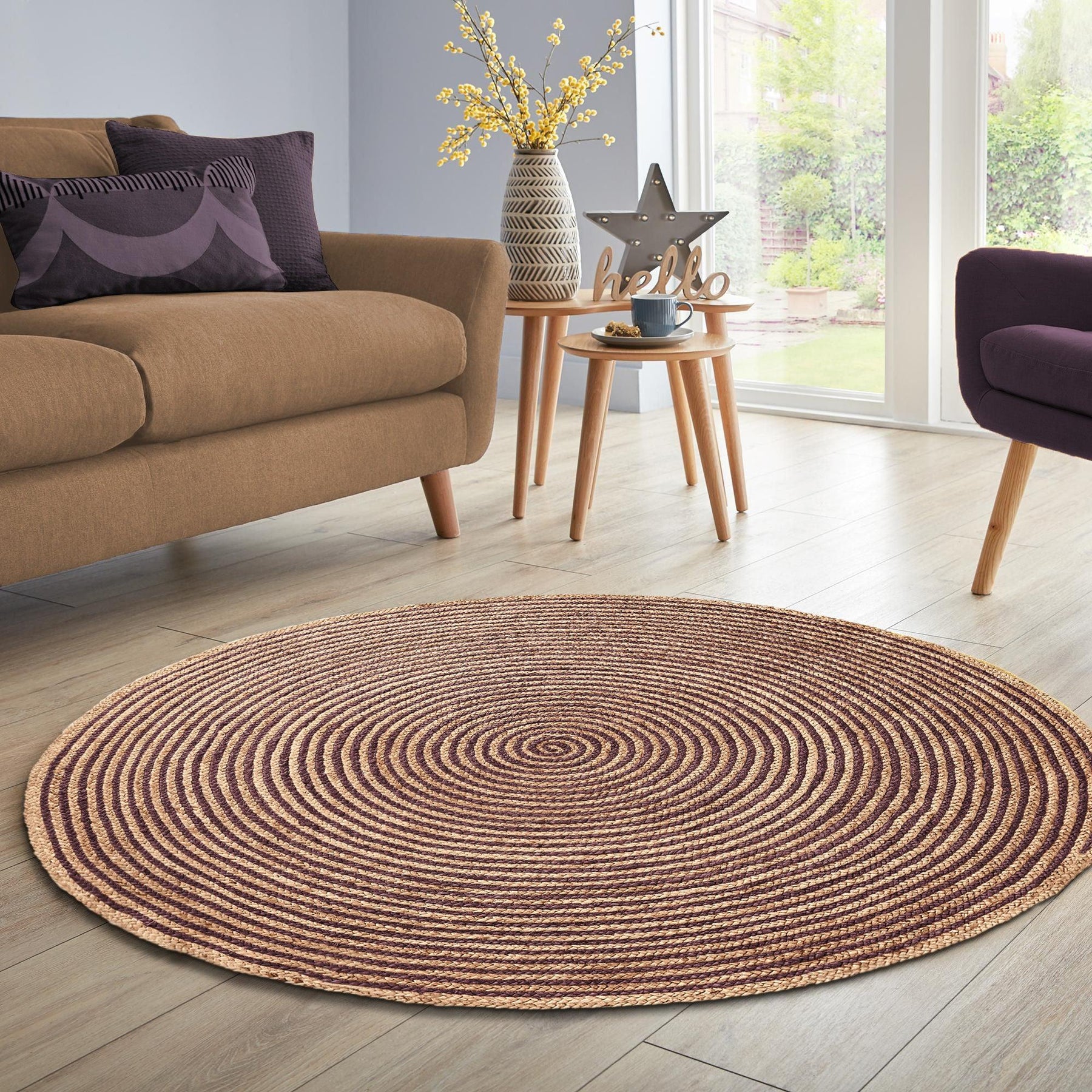 Braided Jute Reversible Round Indoor Outdoor Area Rug