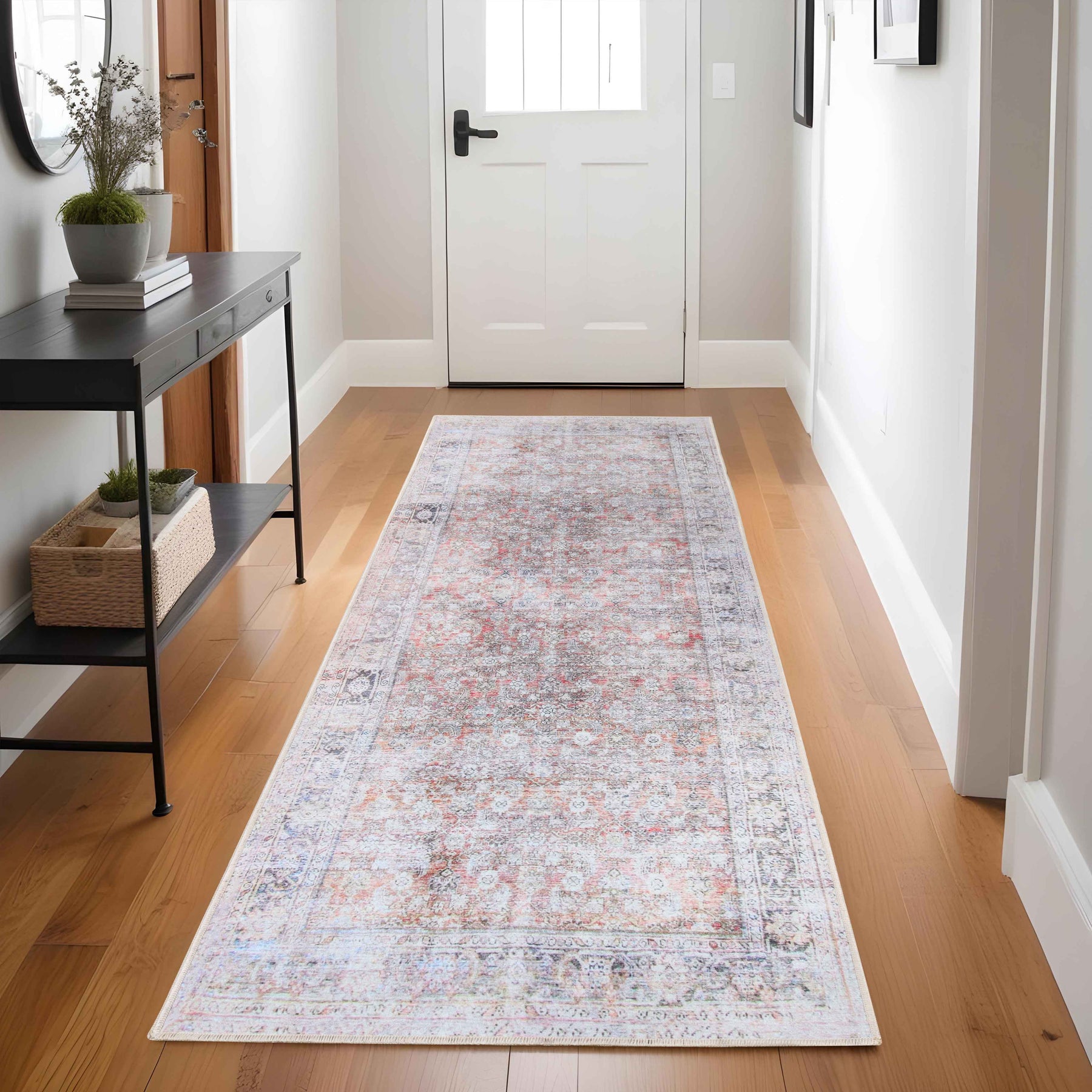Lottie Distressed Geometric Bohemian Indoor Area Rug Or Runner Rug