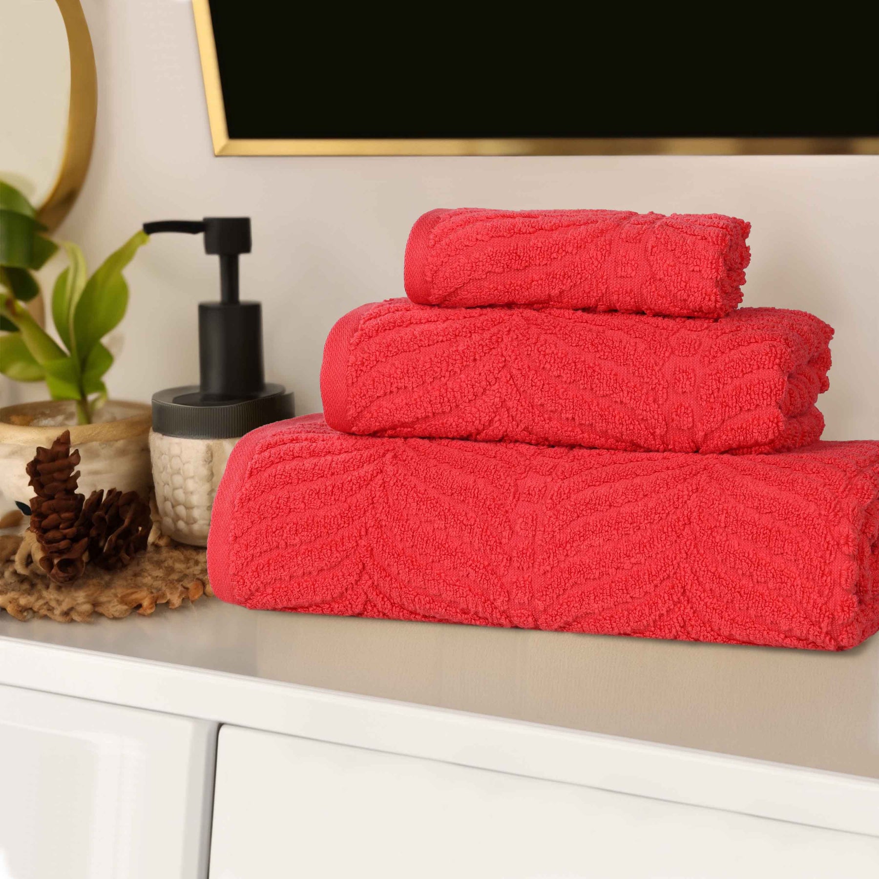 Chevron Zero Twist Jaquard Cotton 3 Piece Bathroom Towel Set