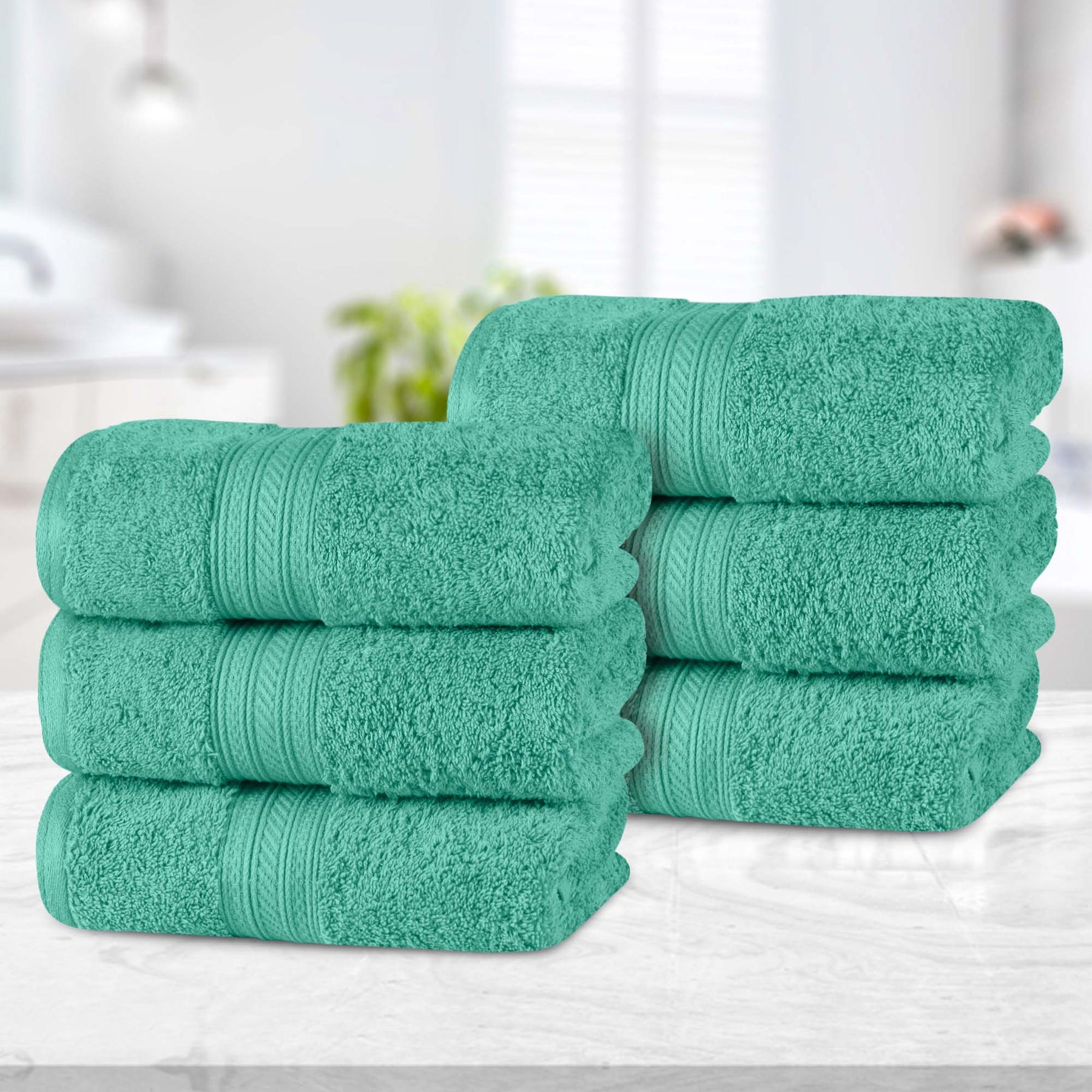 Atlas Cotton Plush Absorbent Heavyweight Luxury Hand Towel Set of 6