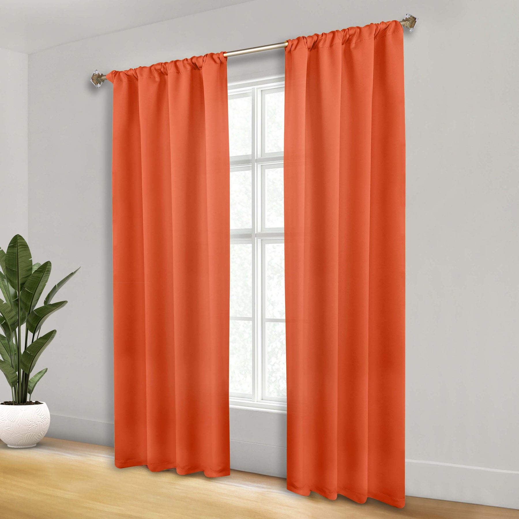 Solid Room Darkening Rod Pocket Blackout Curtain Panels, Set of 2