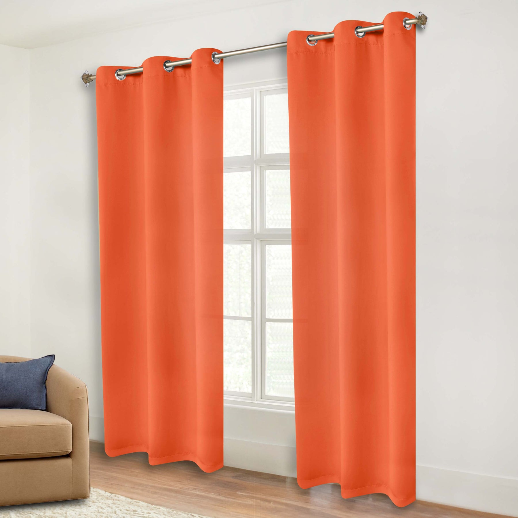 Classic Modern Solid Room Darkening Blackout Curtain Panels, Set of 2