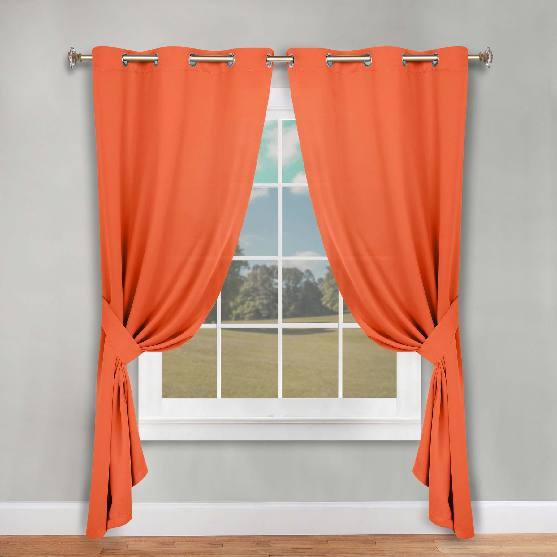 Classic Modern Solid Room Darkening Blackout Curtain Panels, Set of 2