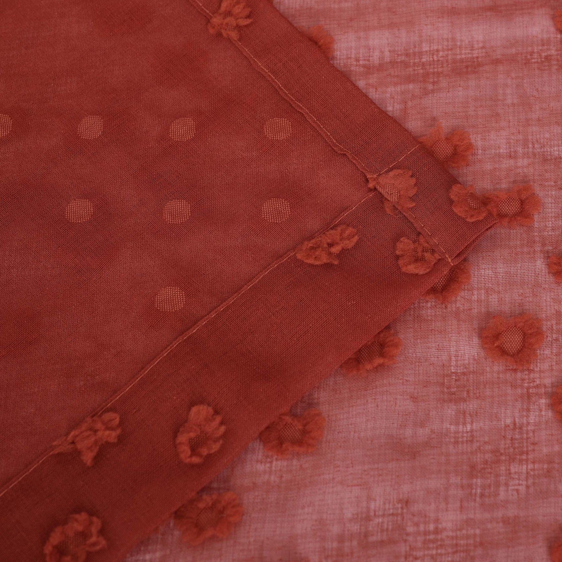 Sheer Poppy Floral Modern Textured Grommet Curtain Panels Set of 2