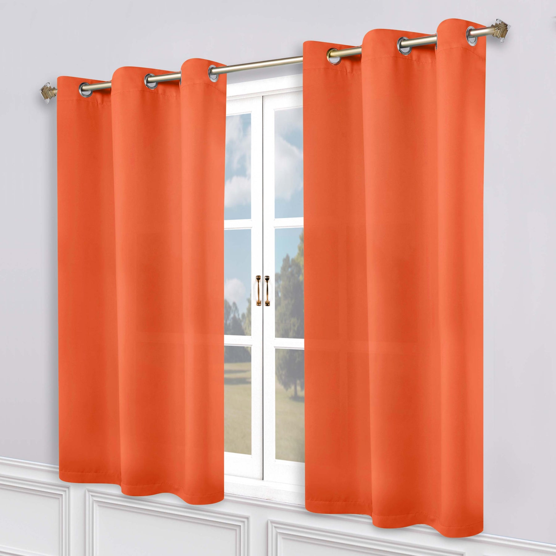 Classic Modern Solid Room Darkening Blackout Curtain Panels, Set of 2