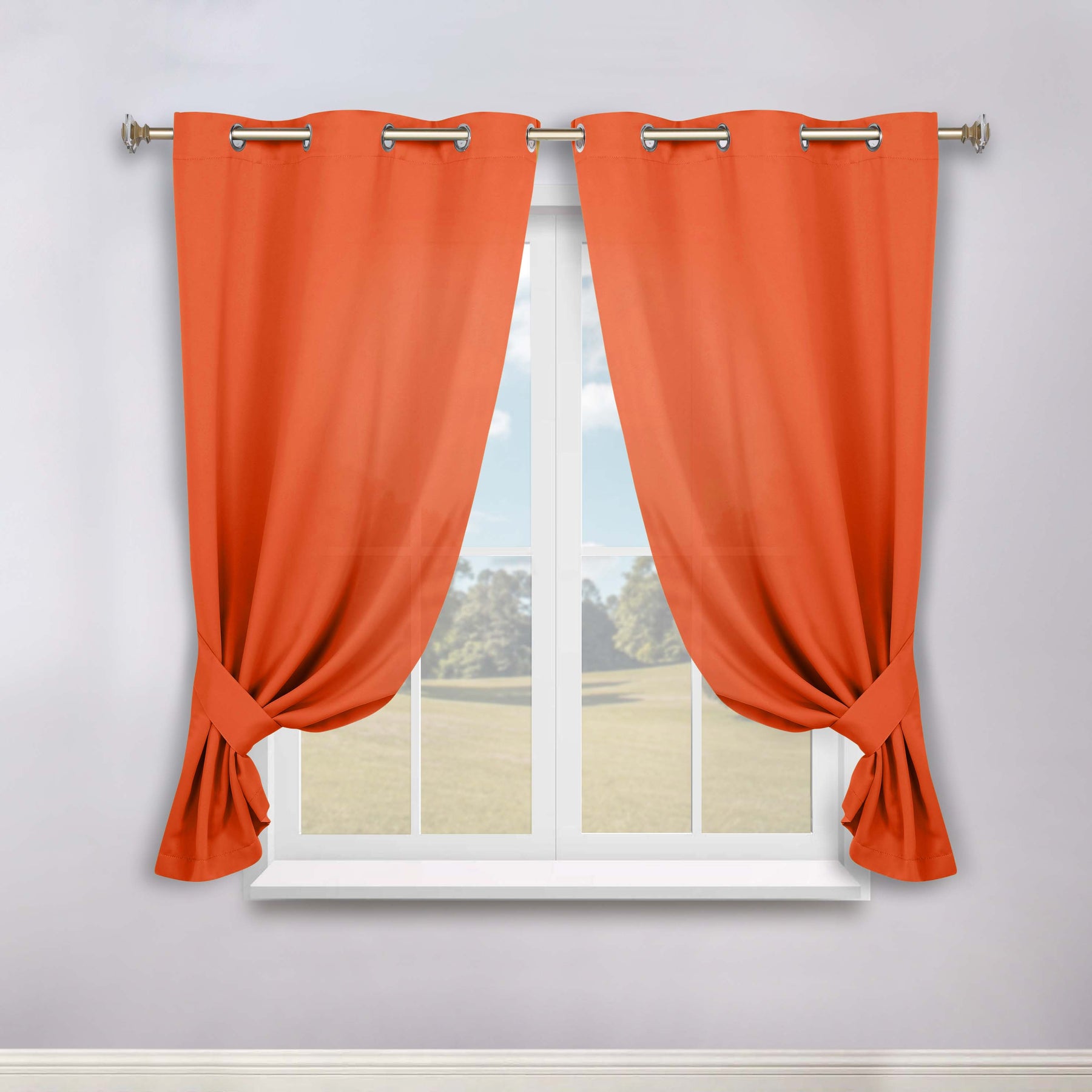 Classic Modern Solid Room Darkening Blackout Curtain Panels, Set of 2